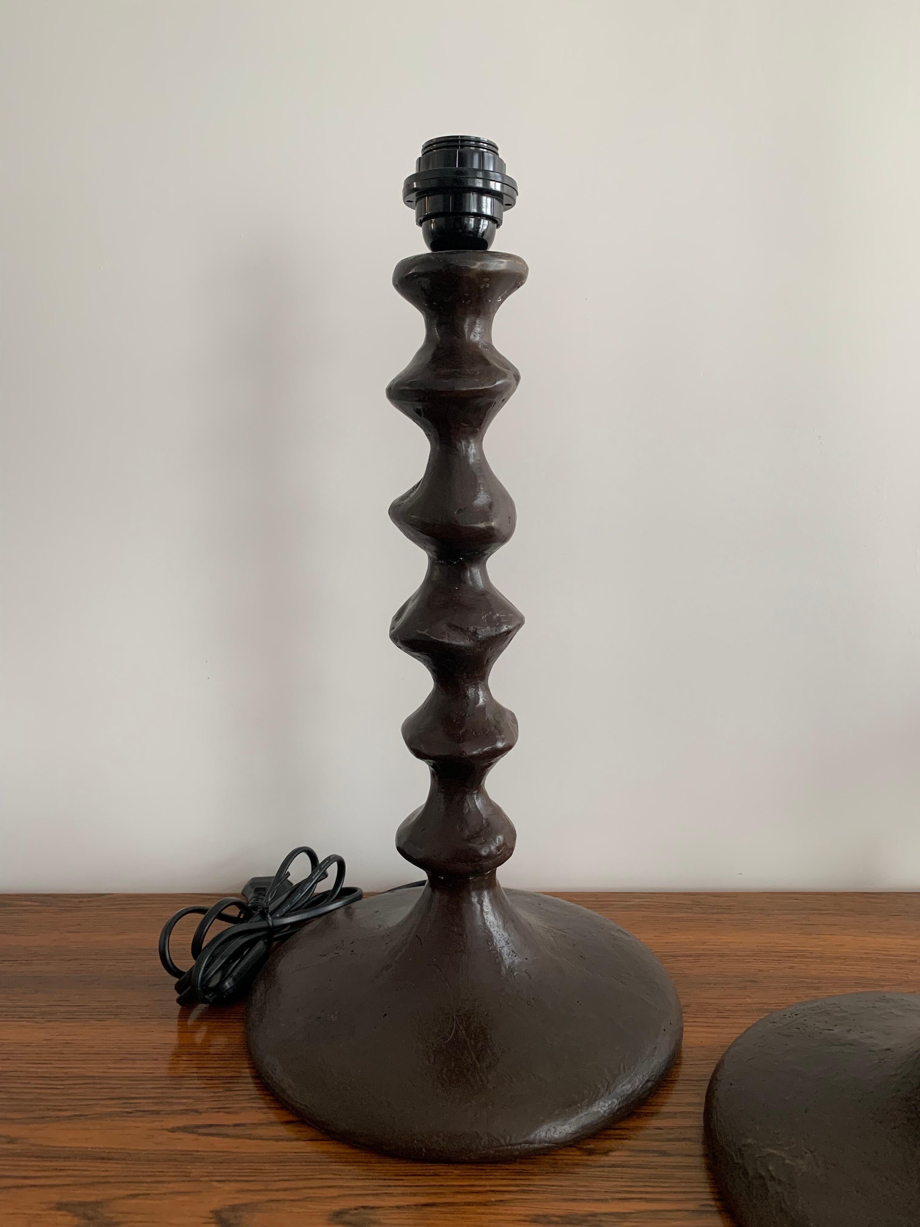 Bronze Giacometti Style Sculptural Table Lamps France 1990 a Pair 2