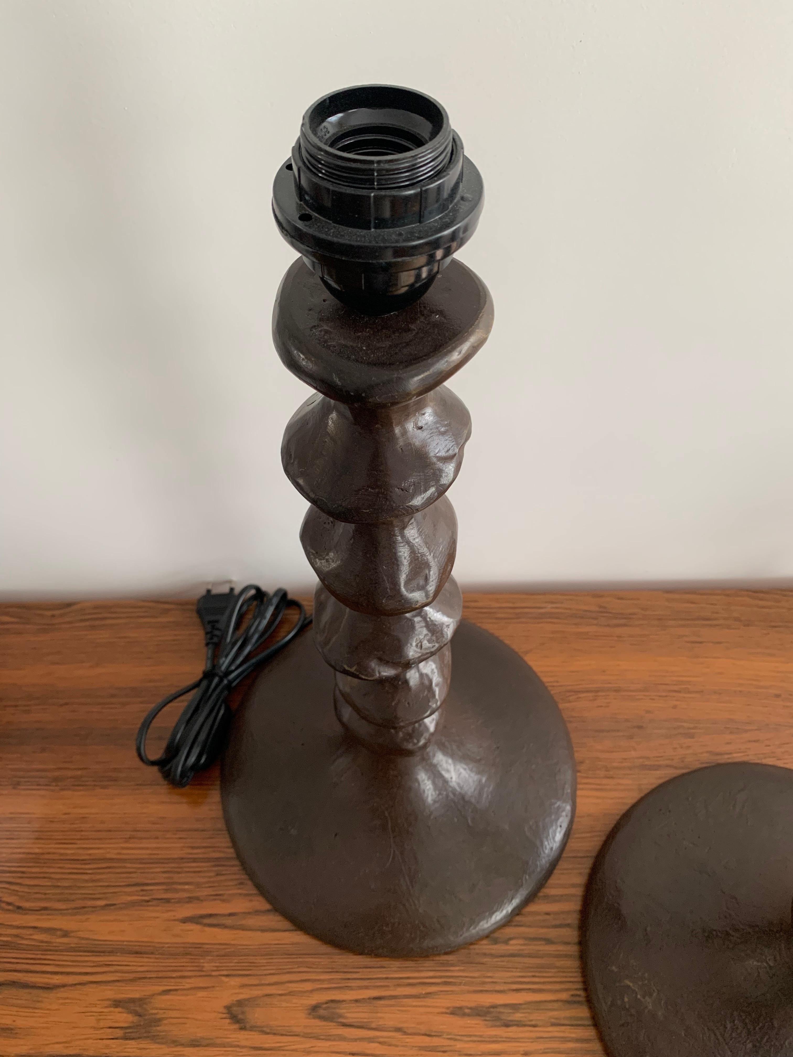 Bronze Giacometti Style Sculptural Table Lamps France 1990 a Pair 3