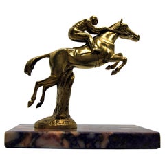 Bronze Gilded Statuette "Steeplechase" Signed, circa 1920