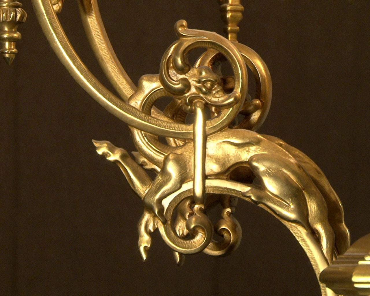 Bronze Gilded Suspension with Glass Gemstones, Napoleon III Period For Sale 10