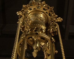 Bronze Gilded Suspension with Glass Gemstones, Napoleon III Period