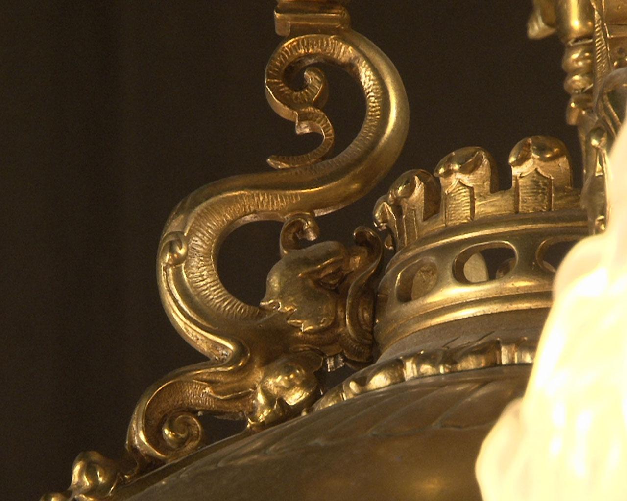 Bronze Gilded Suspension with Glass Gemstones, Napoleon III Period For Sale 3