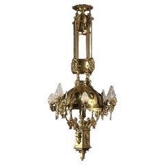 Sospensione in bronzo dorato con gemme in vetro, periodo Napoleone III