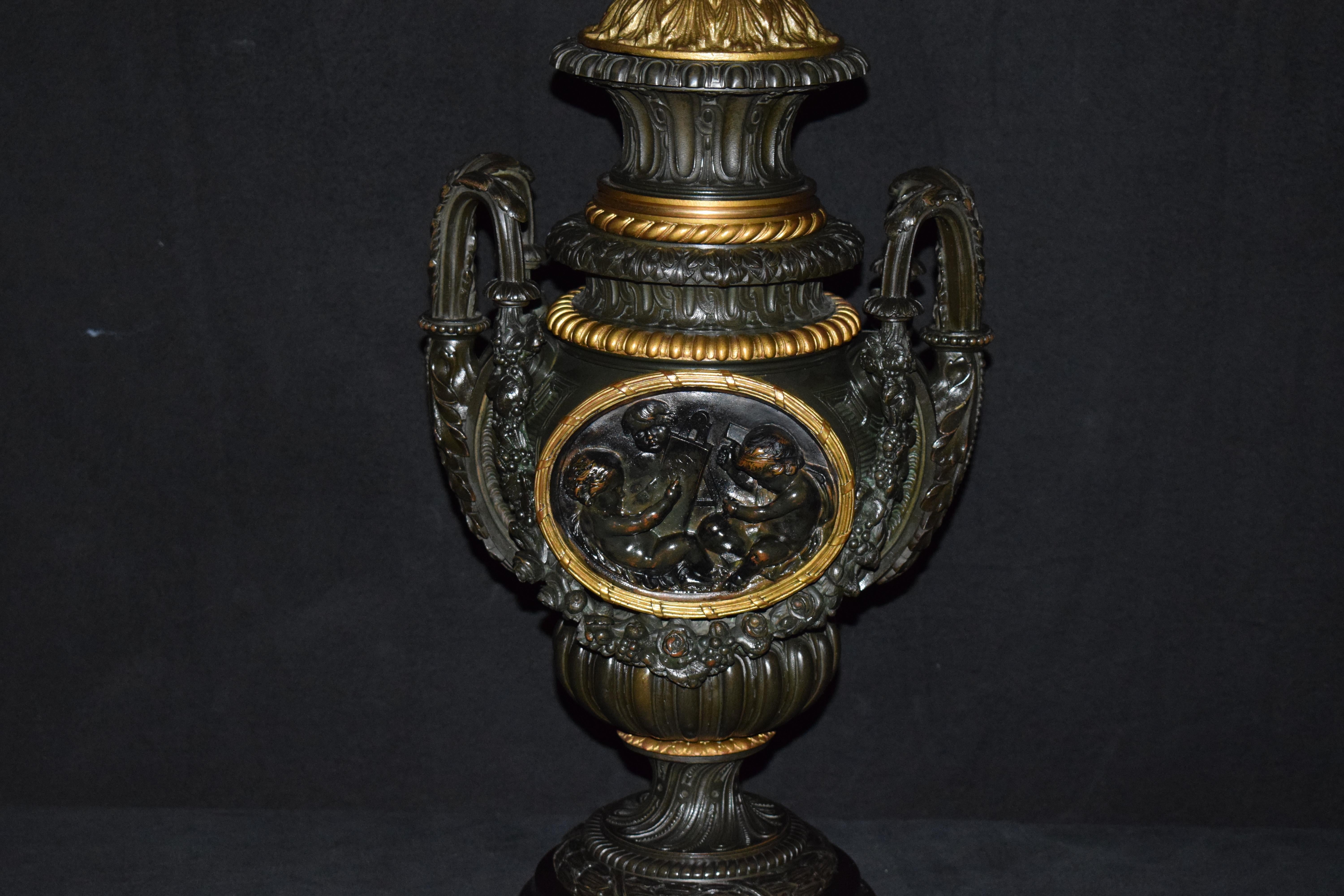 Bronze and Gilt Bronze Lamp Base For Sale 5