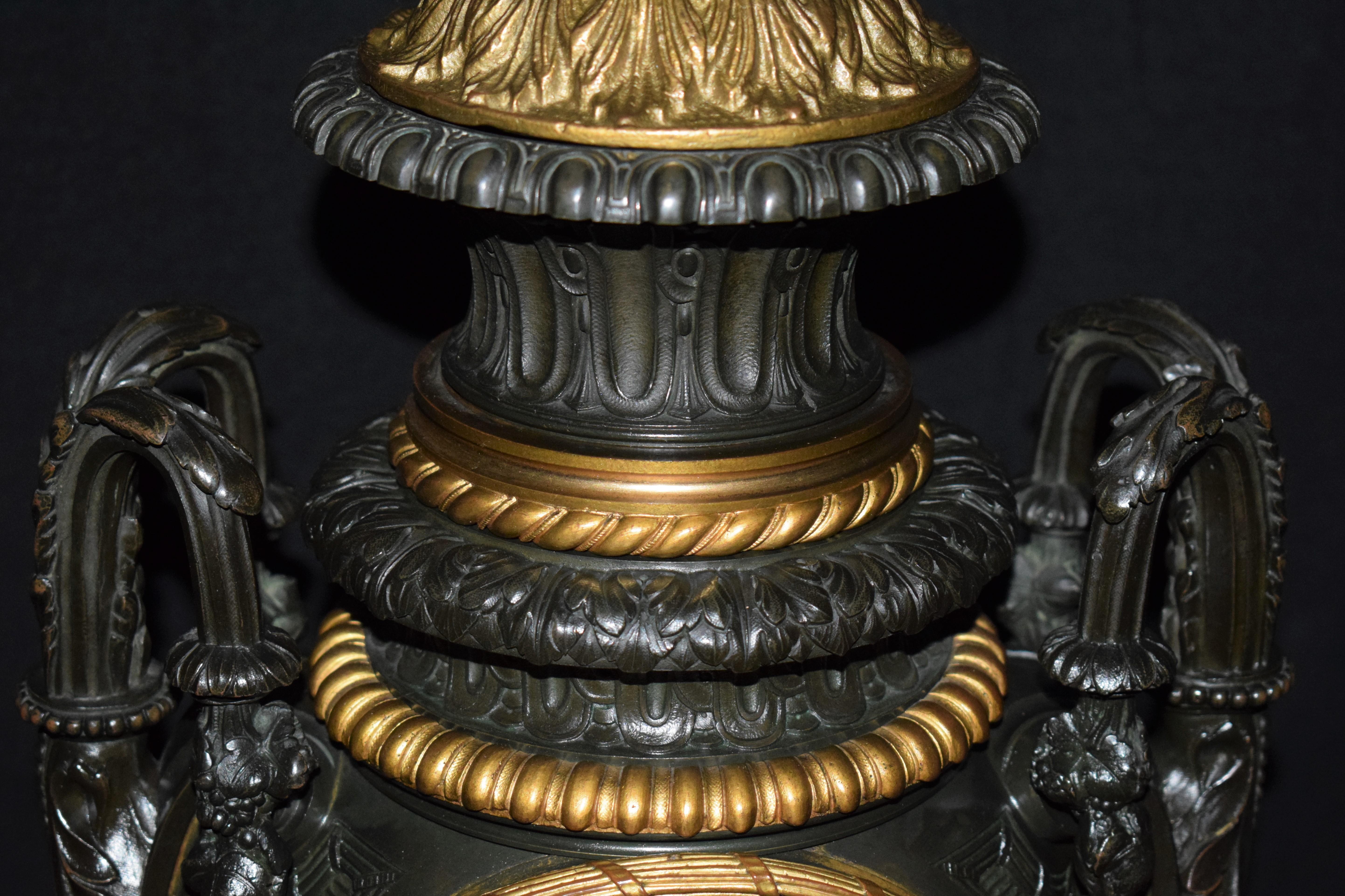 Base de lampe en bronze et bronze doré en vente 4