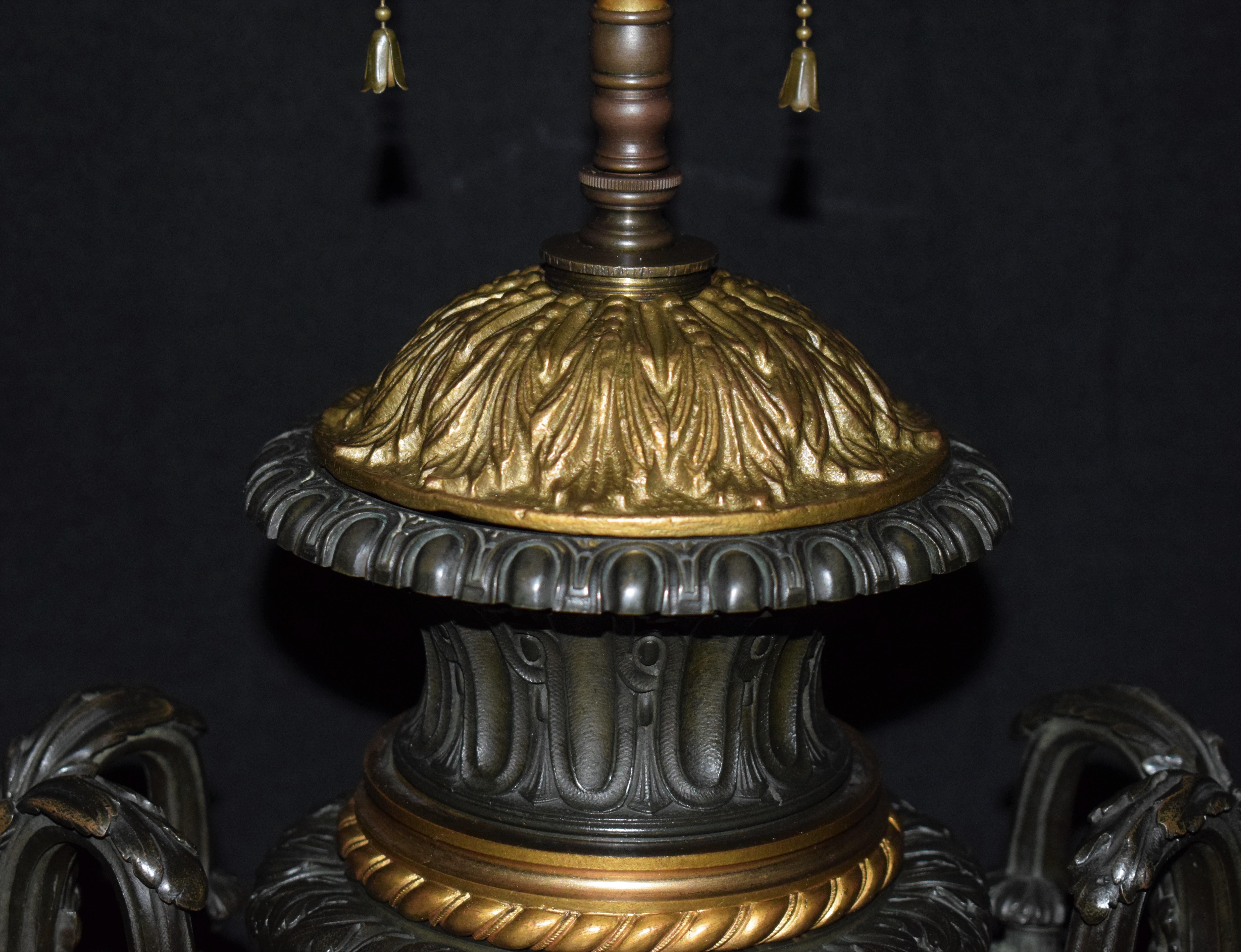 Base de lampe en bronze et bronze doré en vente 1