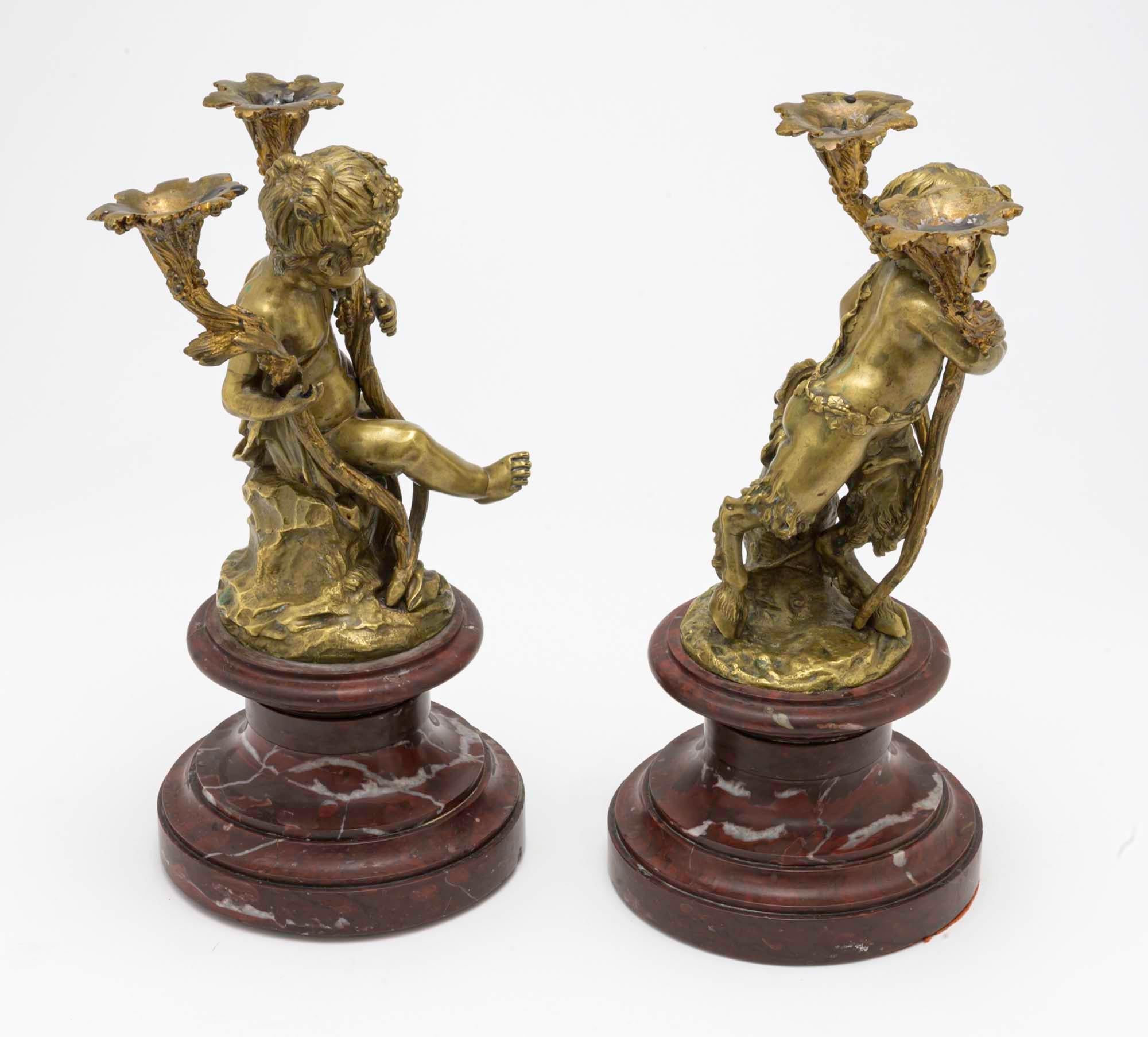 French Candlesticks, Bronze Gilt Cherubs, Pair For Sale