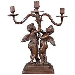 Bronze Girandole Candelabra, Four Branch, Victorian Revival Candlestick