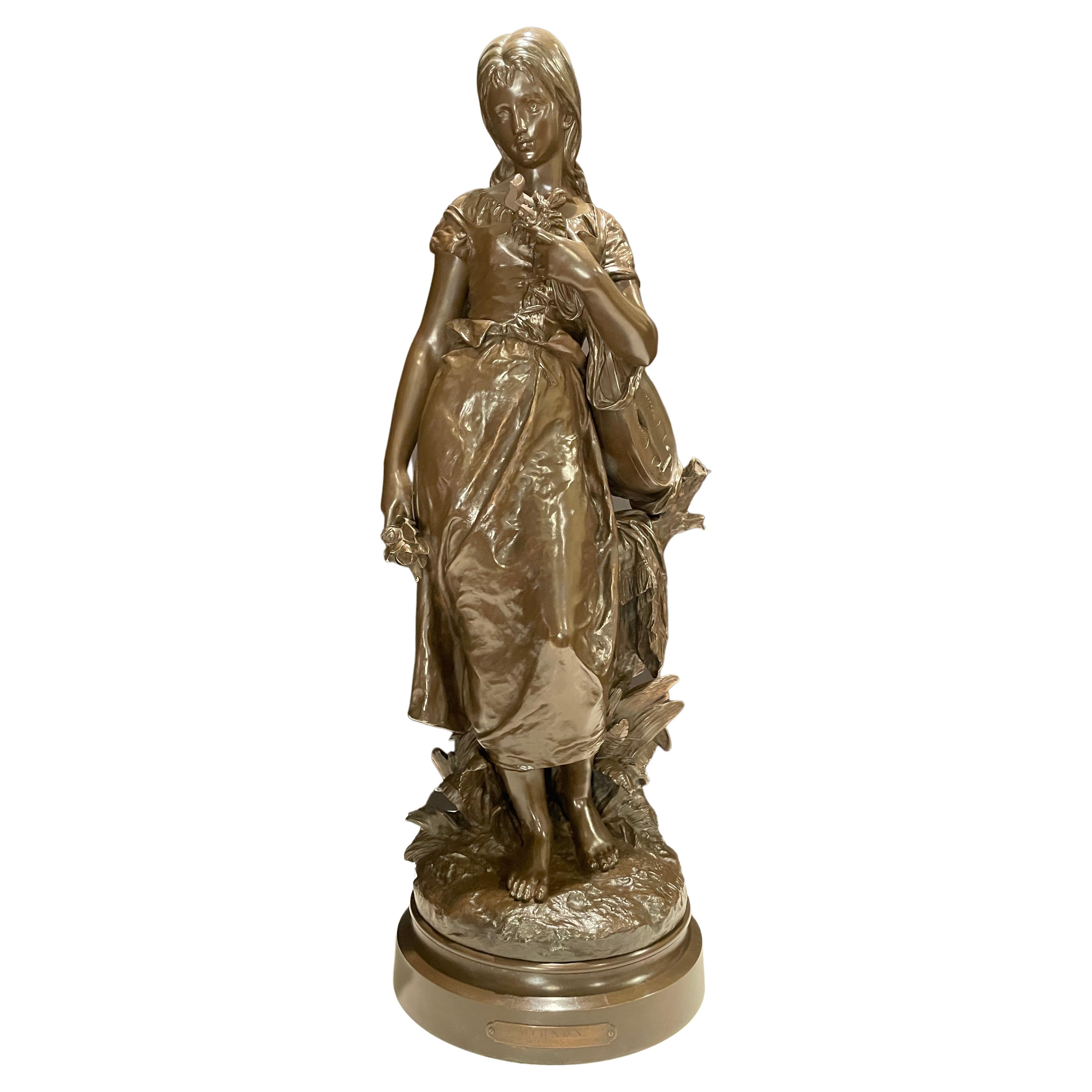 Bronze Girl Hippolyte Francois Moreau "Mignon"