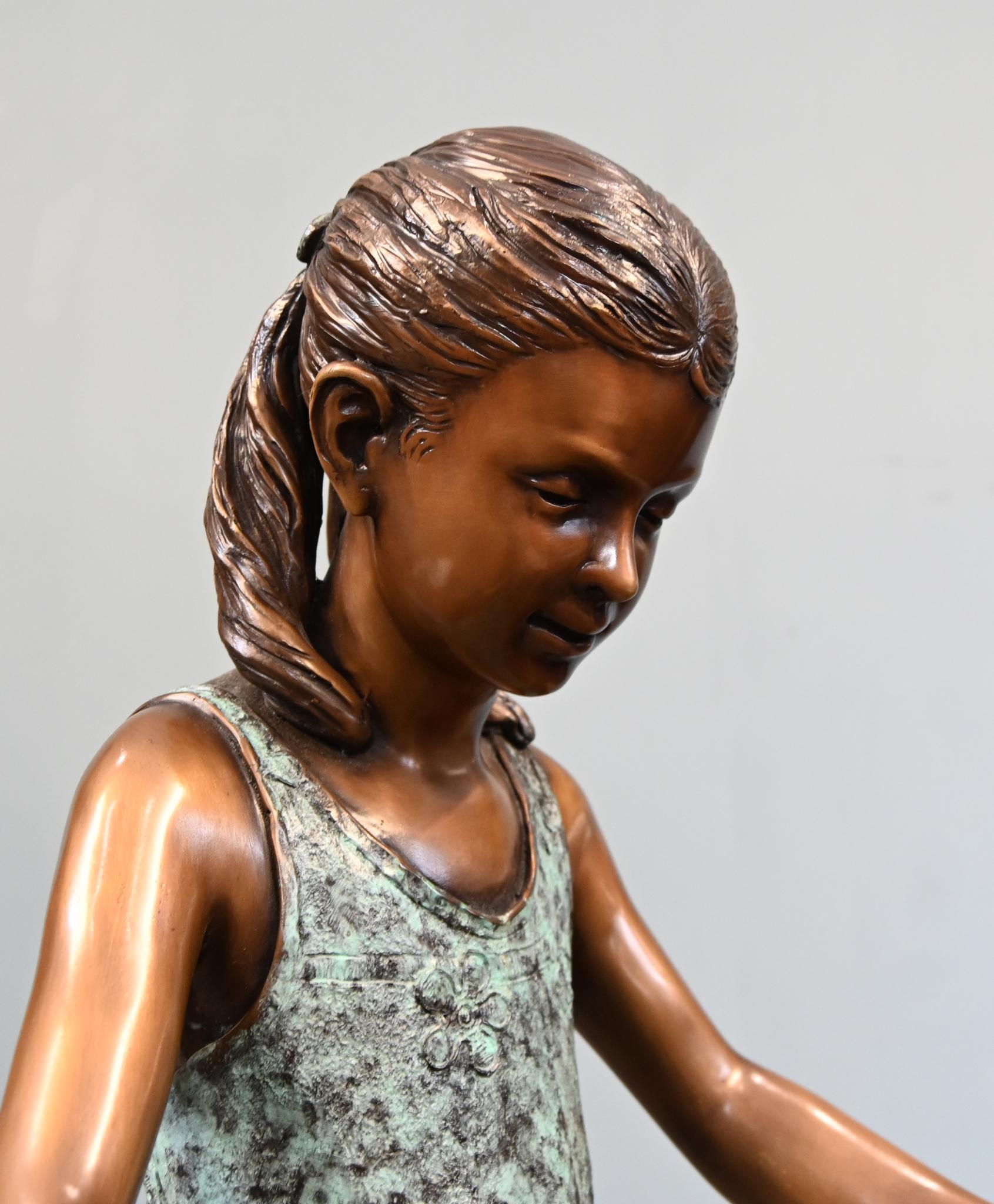 Bronze Girl Reading Statue Tabletop Casting For Sale 4
