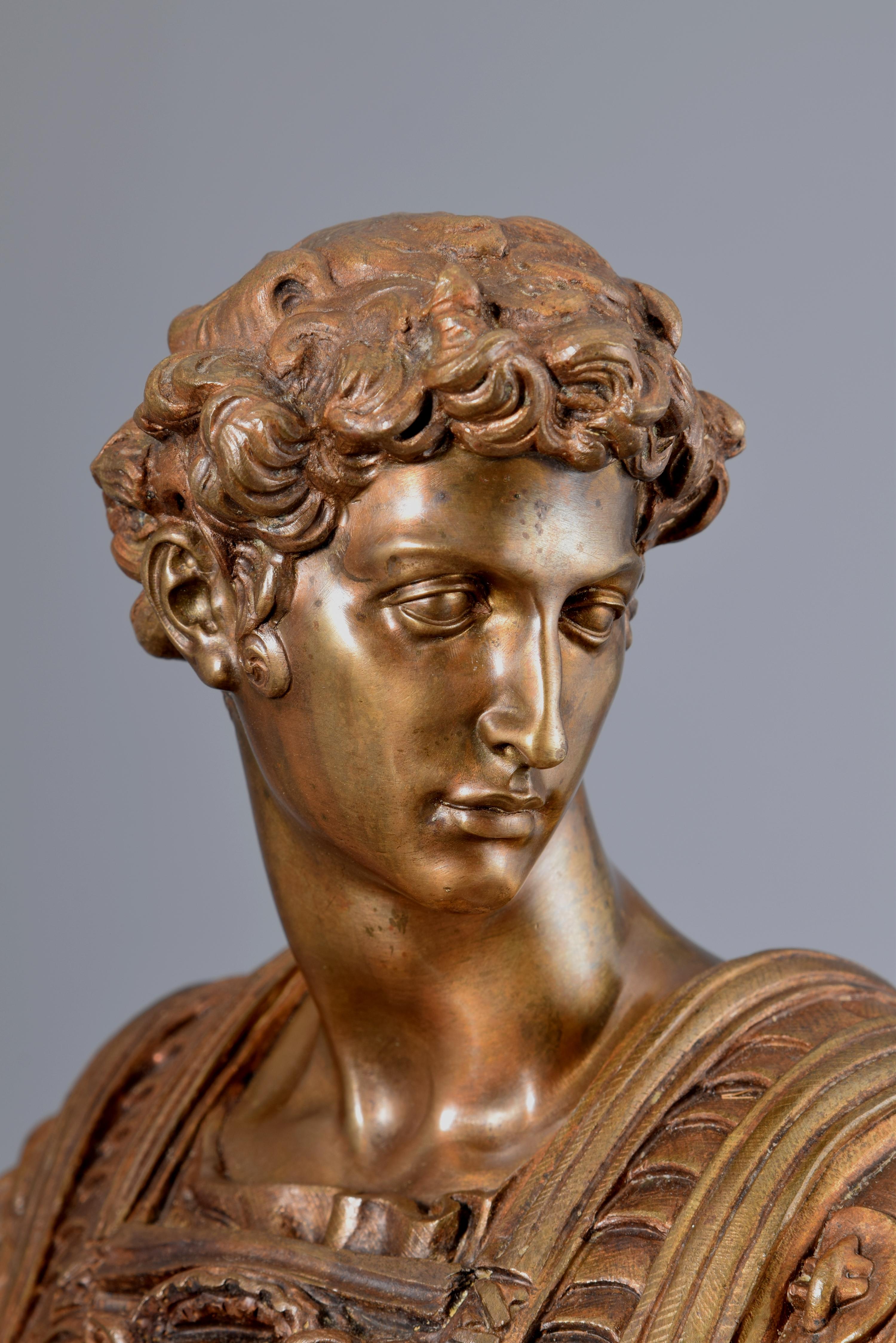 19th Century Bronze, Giuliano Di Lorenzo de Medici, France, After Michelangelo Buonarroti