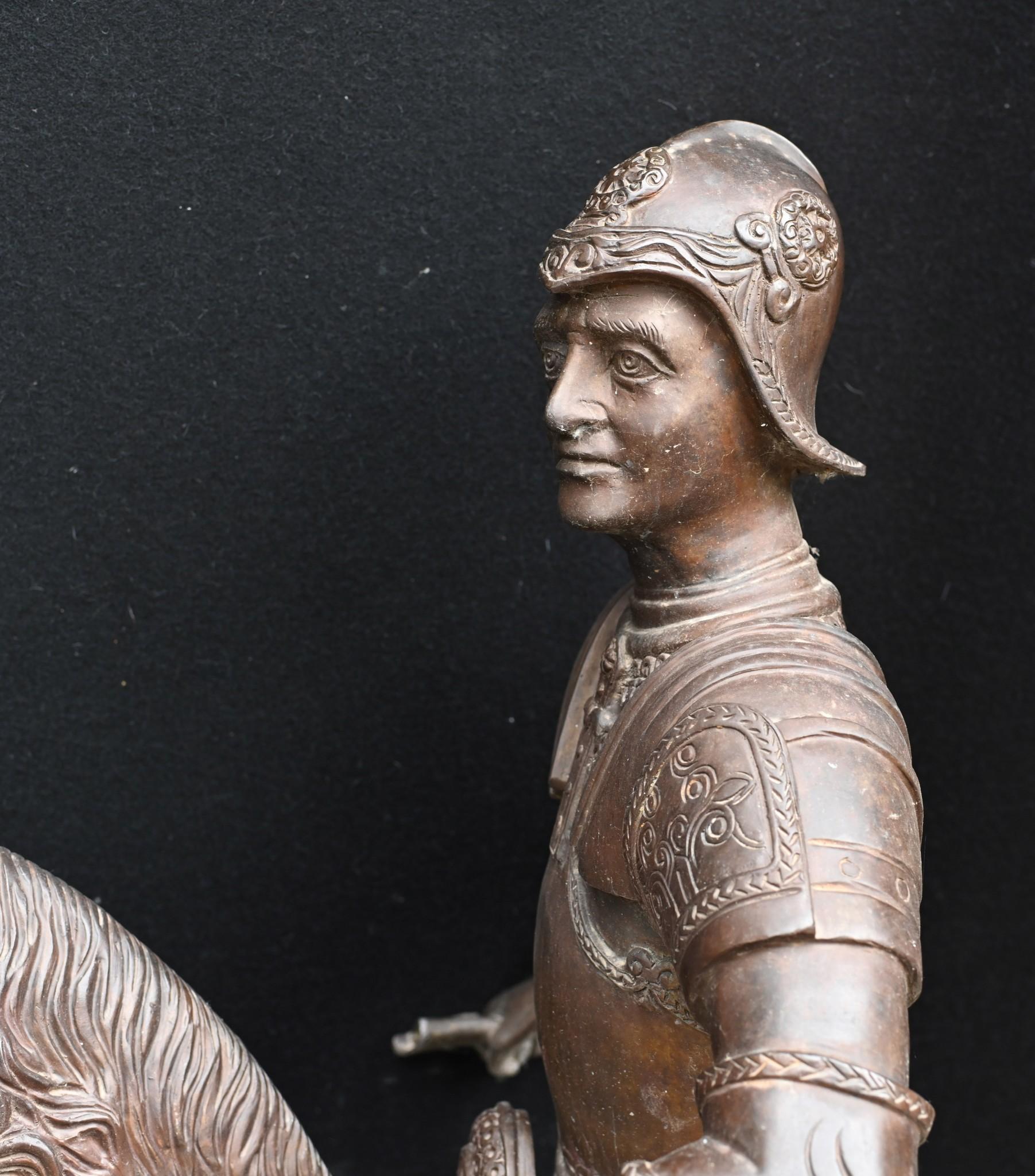 Bronzed Bronze Gladiator Statue Horse Casting Classical Roman For Sale