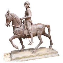 Estatua Gladiador Caballo Fundición Bronce Clásico Romano