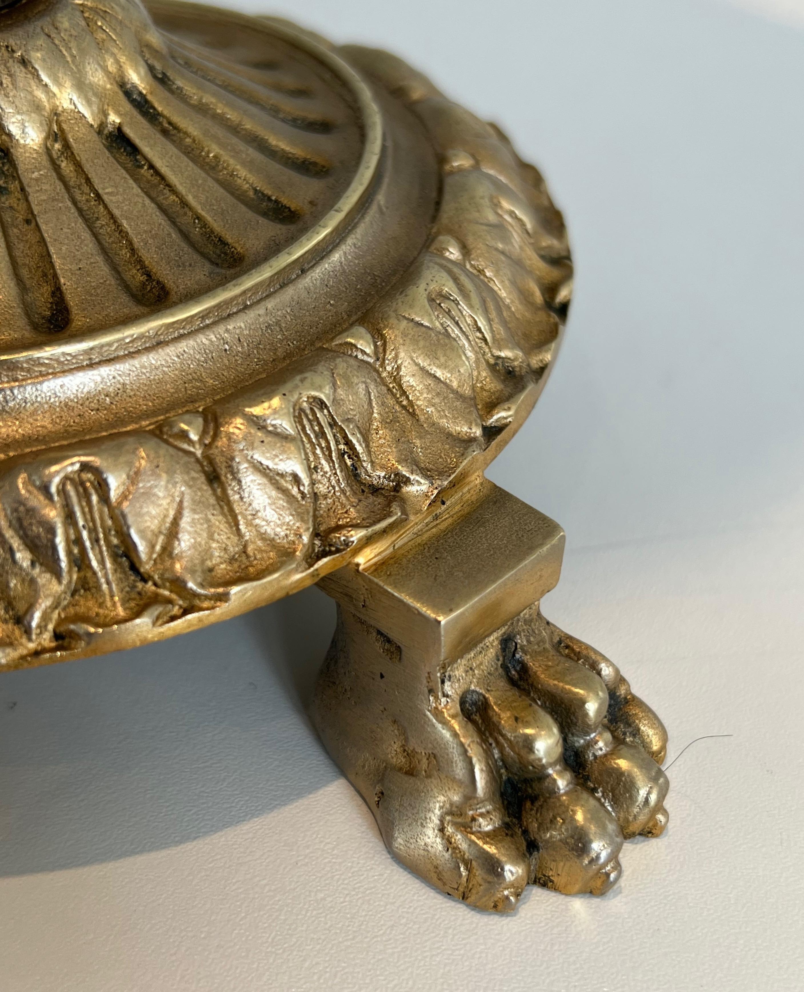 Bronze, Glass and Brass Ashtray on Stand by Maison Baguès For Sale 4