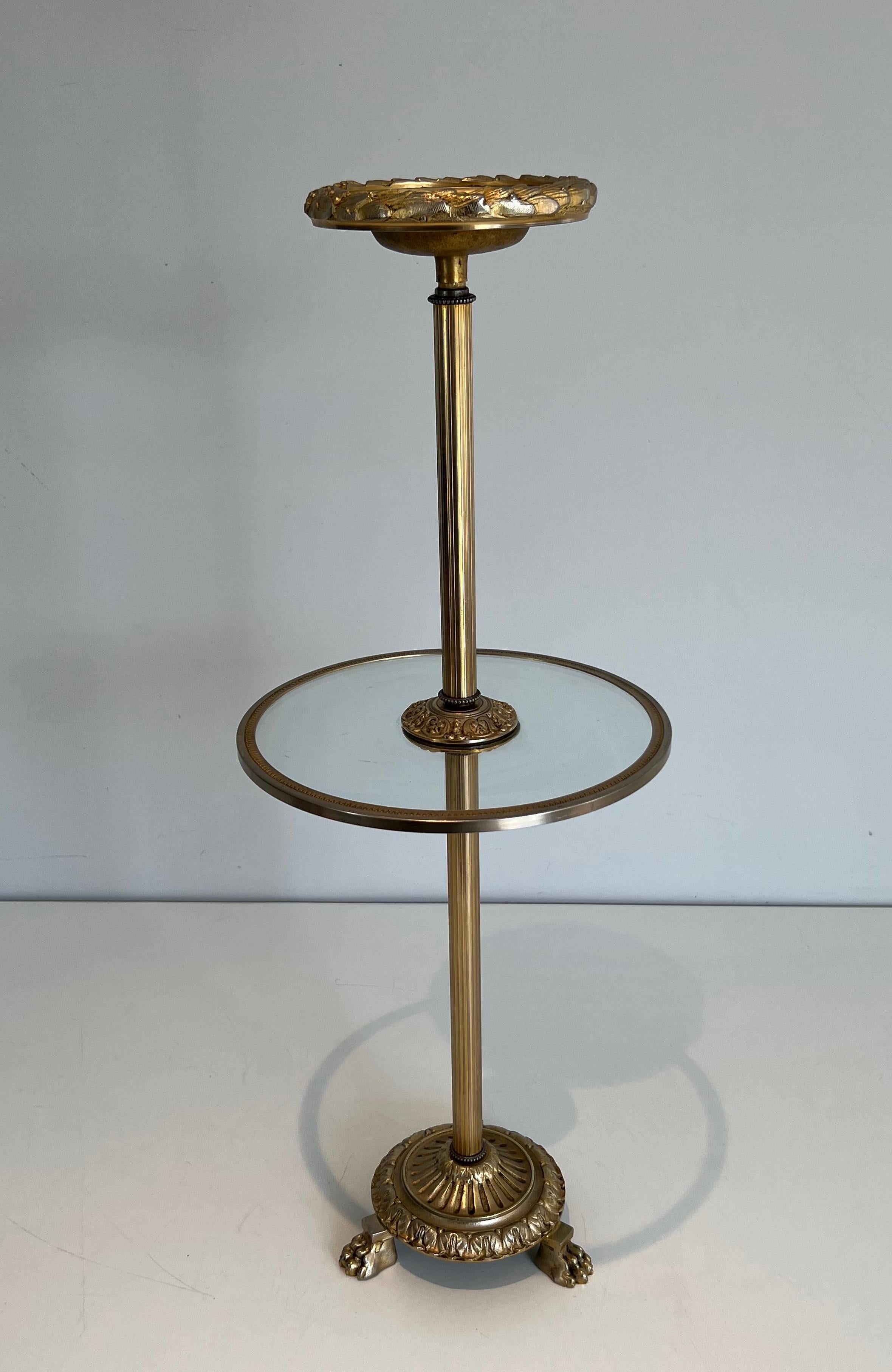 Bronze, Glass and Brass Ashtray on Stand by Maison Baguès For Sale 5