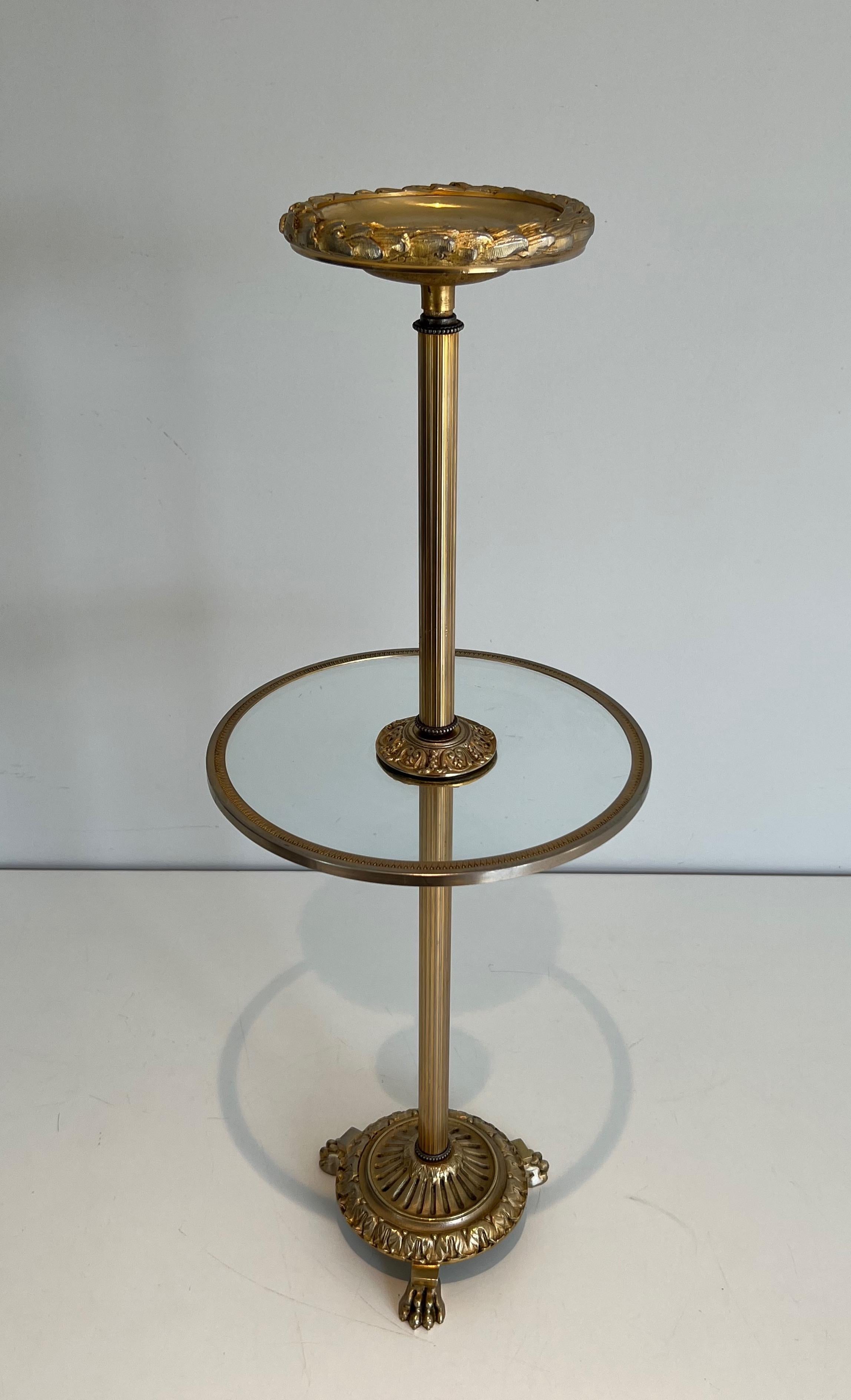 Bronze, Glass and Brass Ashtray on Stand by Maison Baguès For Sale 6