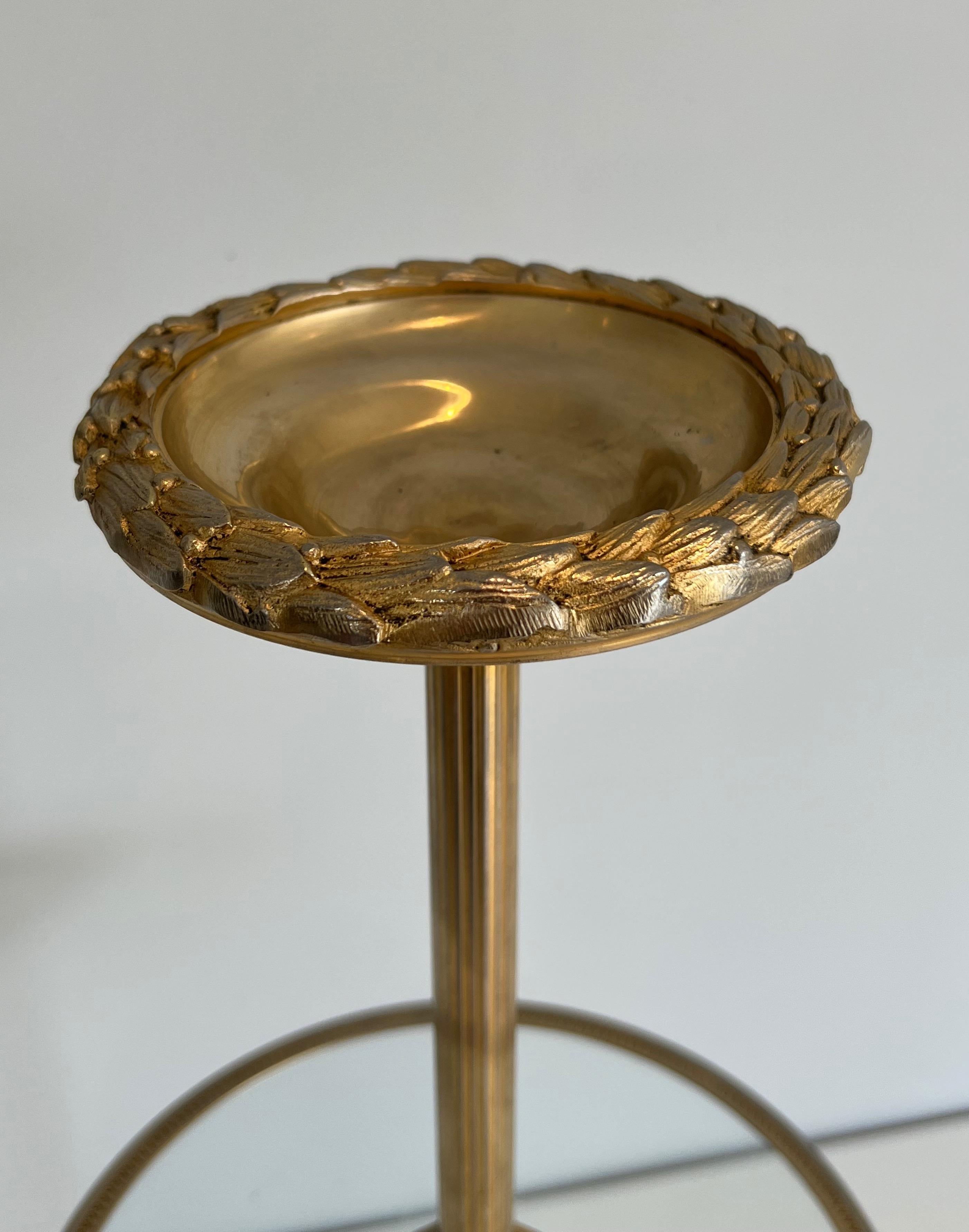 Bronze, Glass and Brass Ashtray on Stand by Maison Baguès For Sale 7