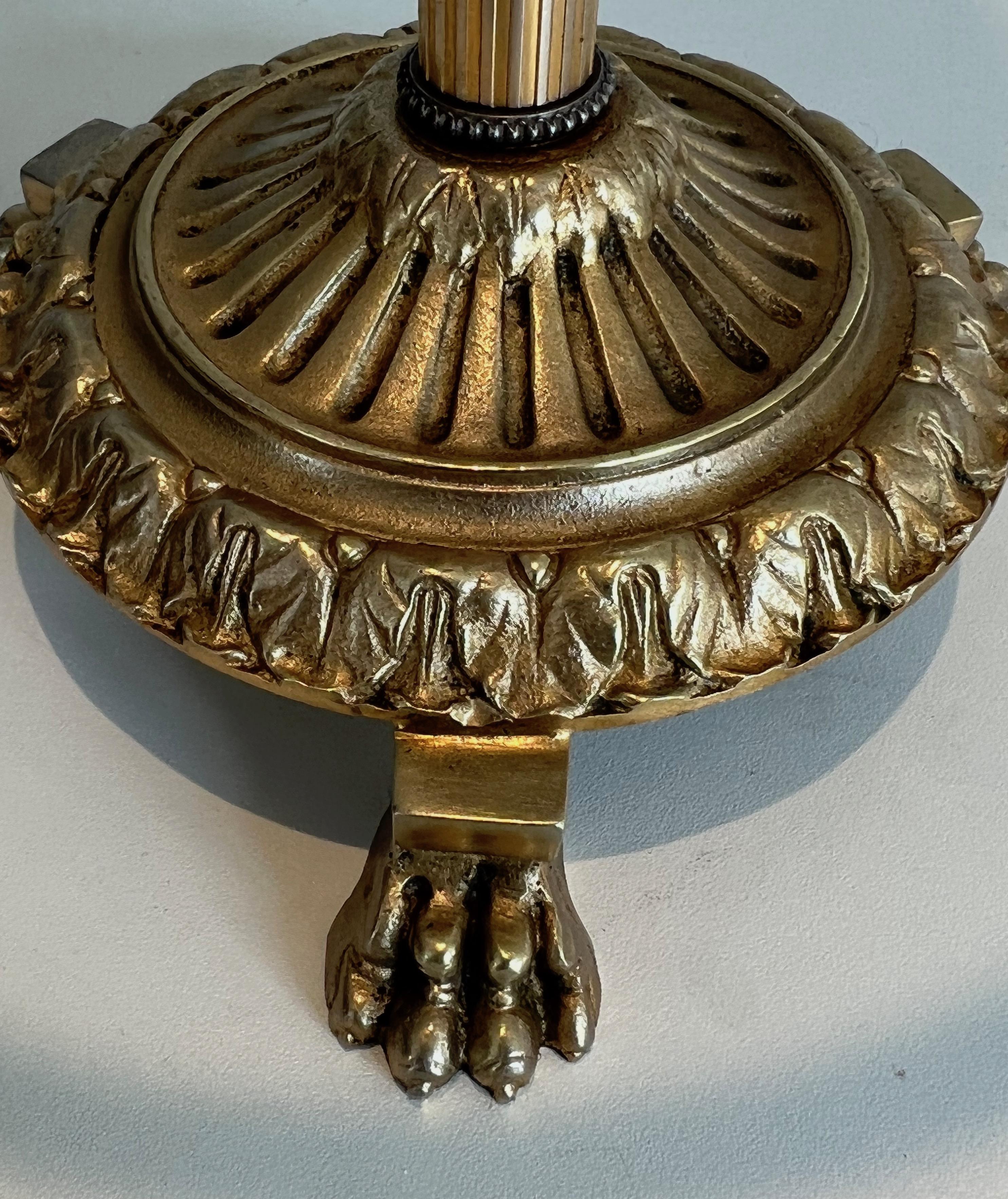 Bronze, Glass and Brass Ashtray on Stand by Maison Baguès For Sale 10