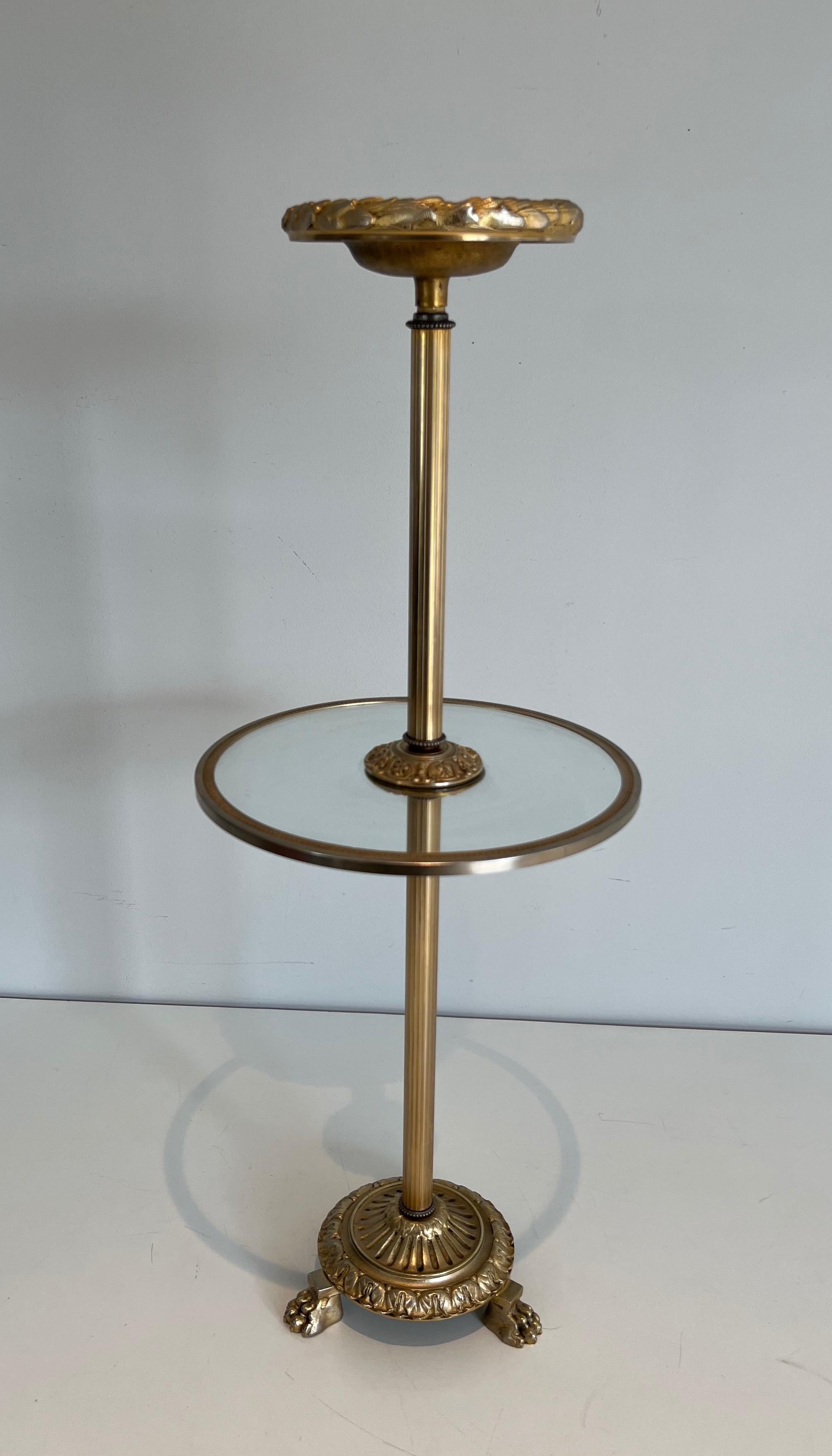 Bronze, Glass and Brass Ashtray on Stand by Maison Baguès For Sale 11