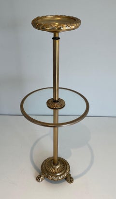 Bronze, Glass and Brass Ashtray on Stand by Maison Baguès
