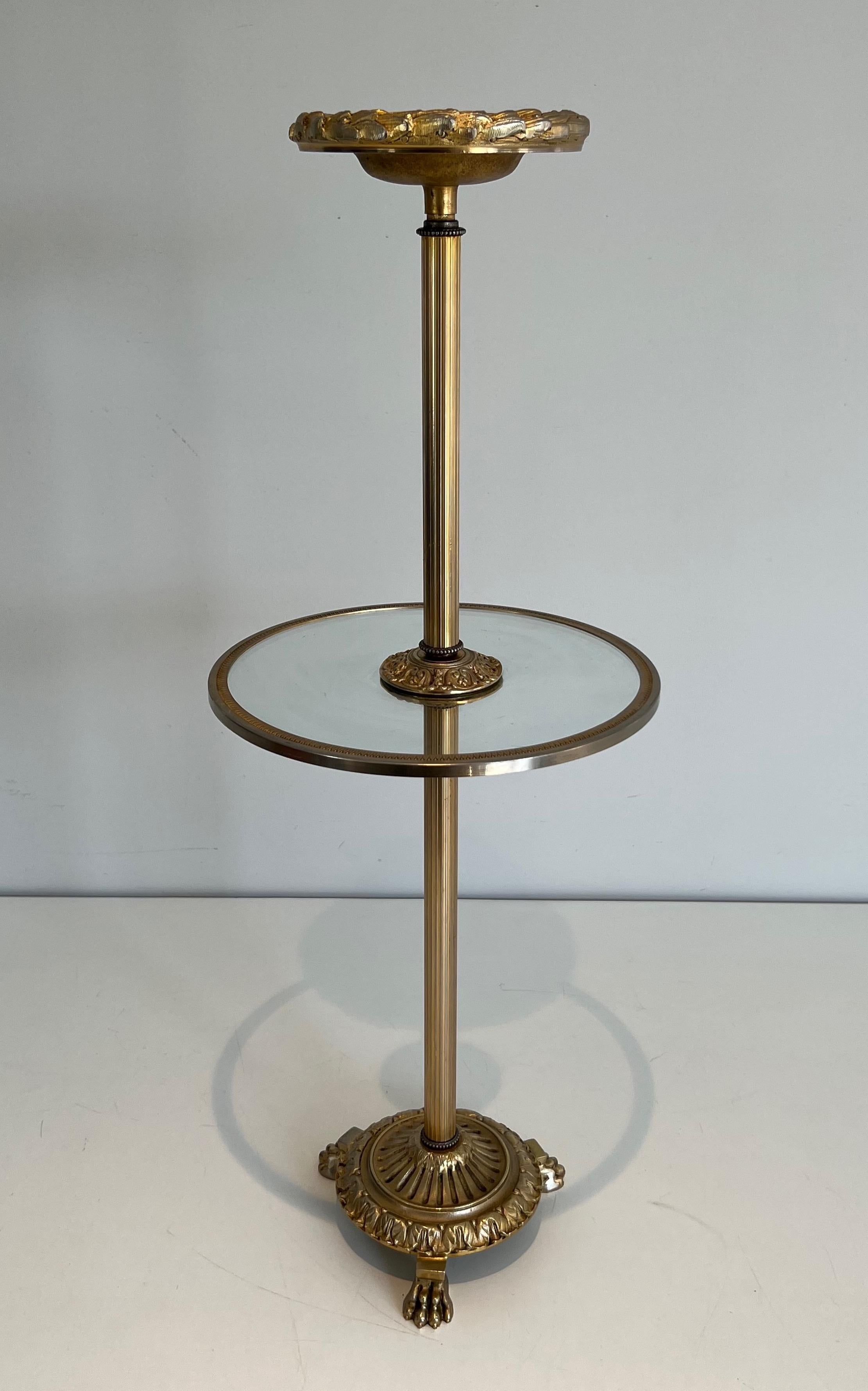 Neoclassical Bronze, Glass and Brass Ashtray on Stand by Maison Baguès For Sale