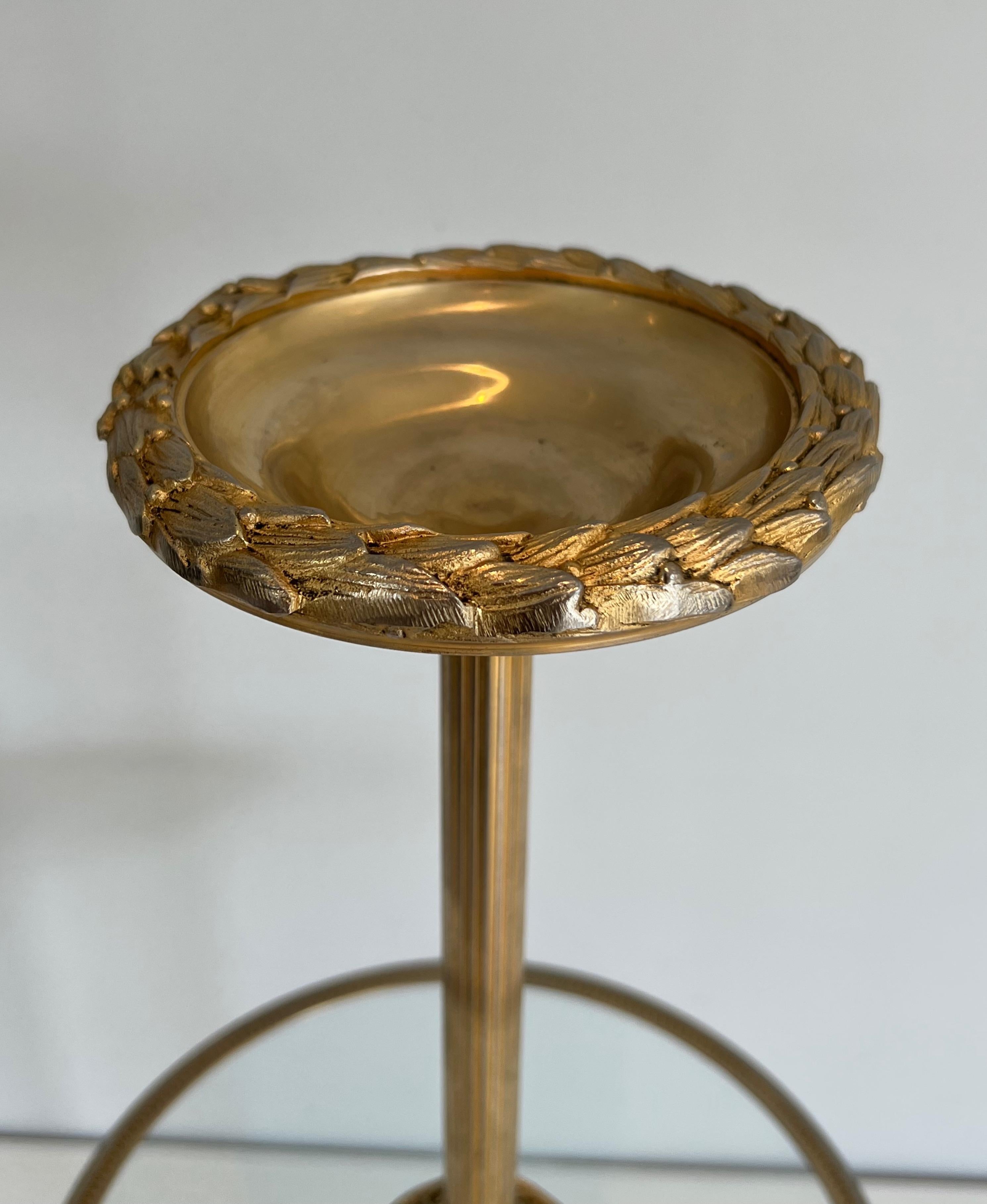 French Bronze, Glass and Brass Ashtray on Stand by Maison Baguès For Sale