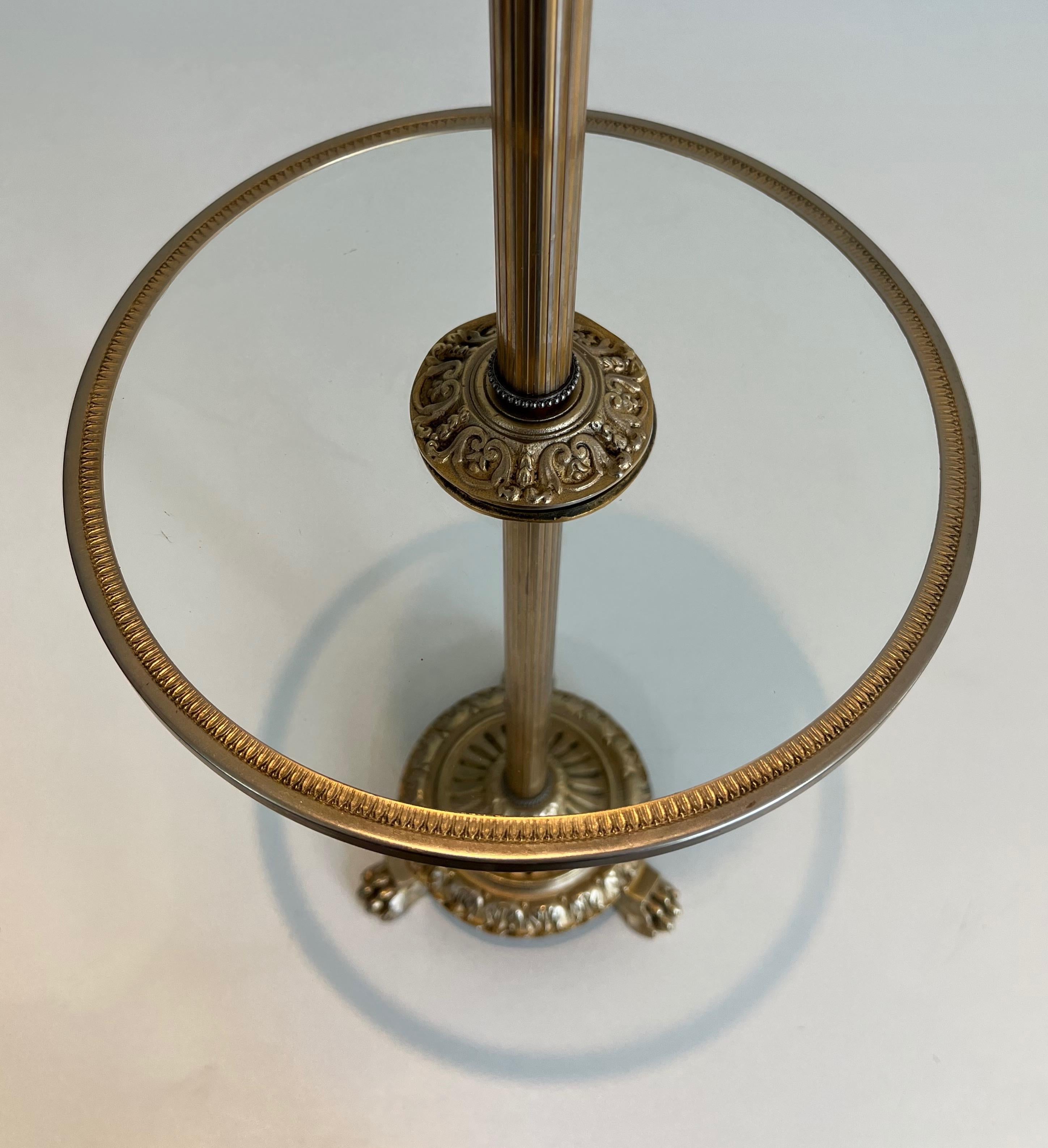 Mid-20th Century Bronze, Glass and Brass Ashtray on Stand by Maison Baguès For Sale