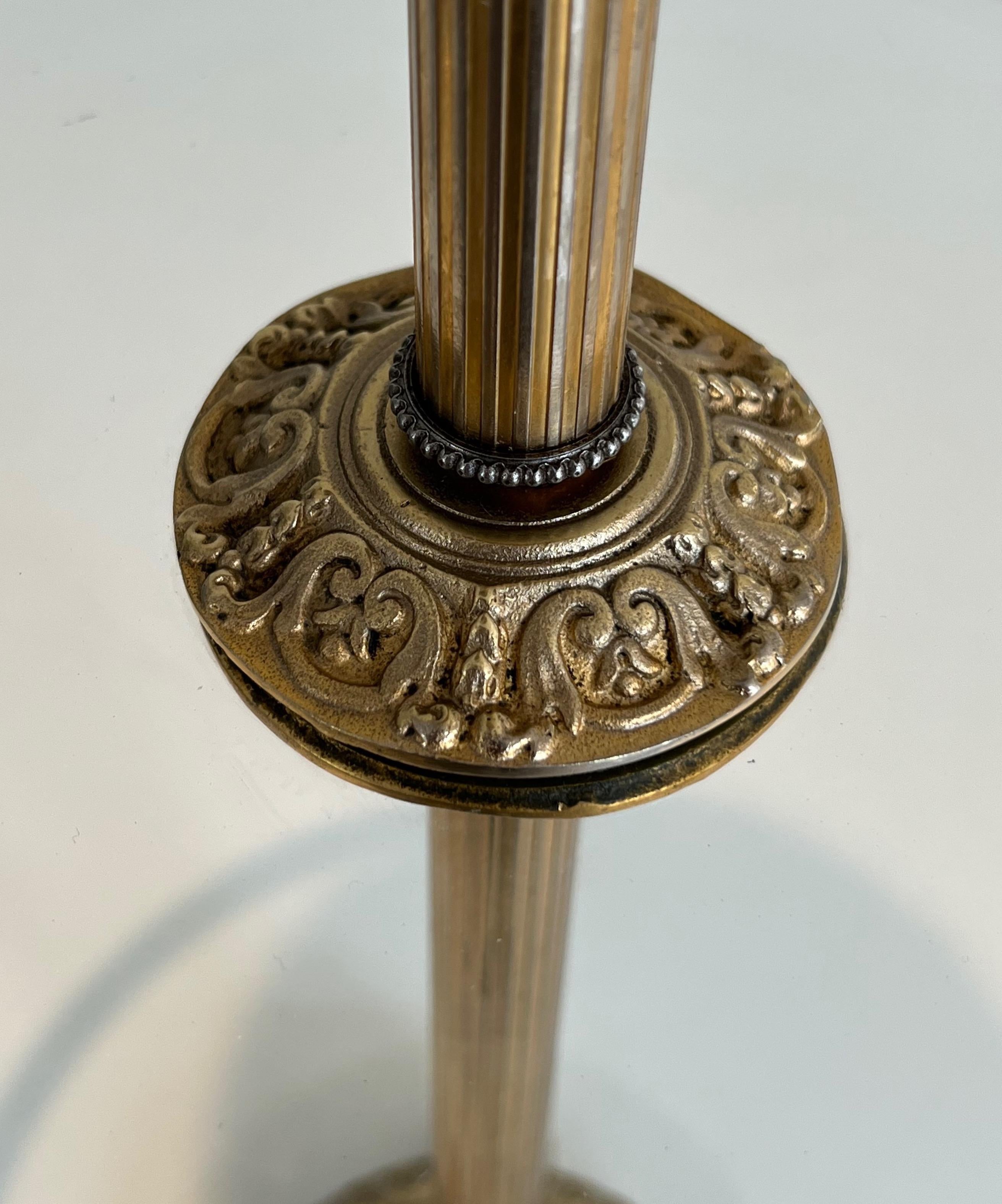 Bronze, Glass and Brass Ashtray on Stand by Maison Baguès For Sale 1
