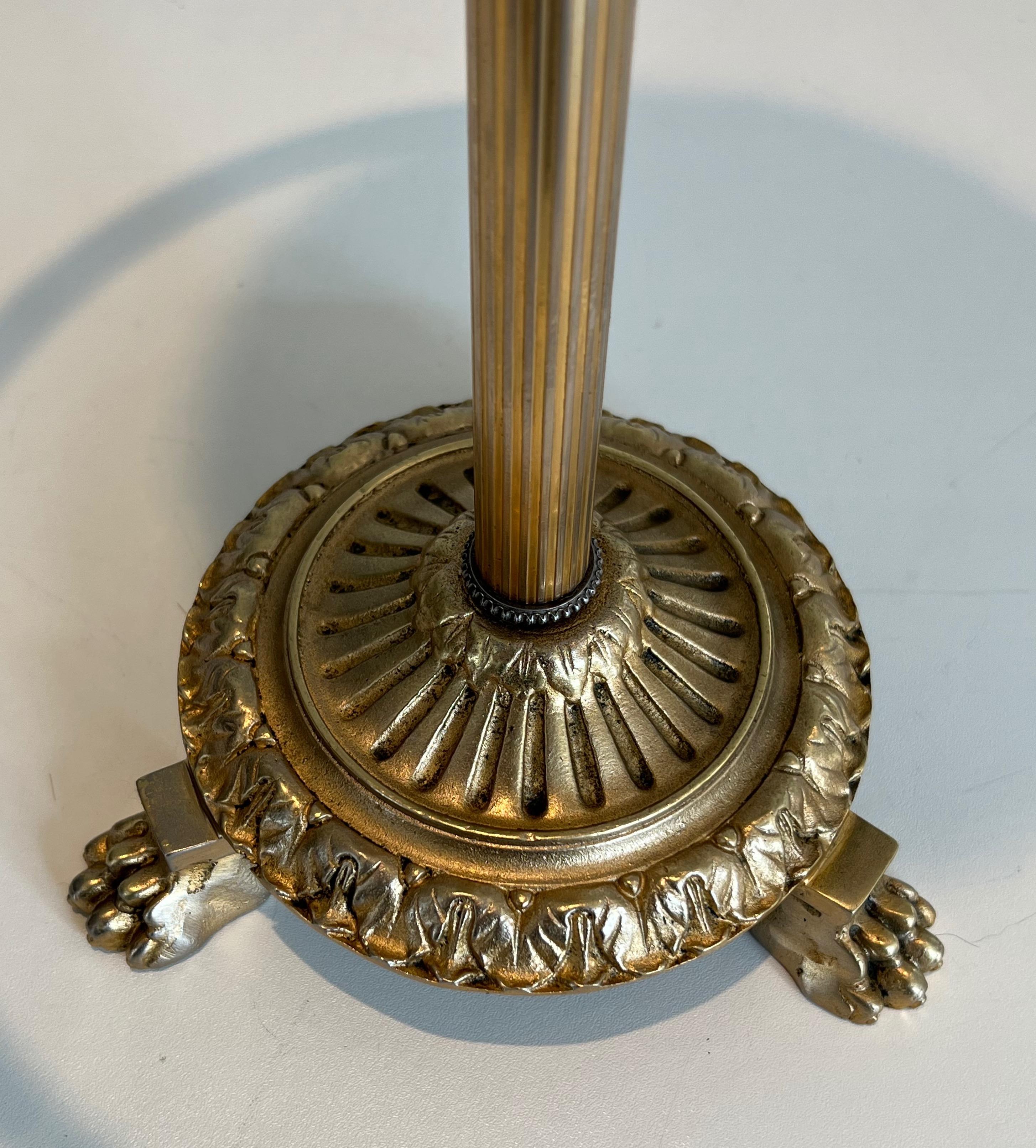 Bronze, Glass and Brass Ashtray on Stand by Maison Baguès For Sale 2