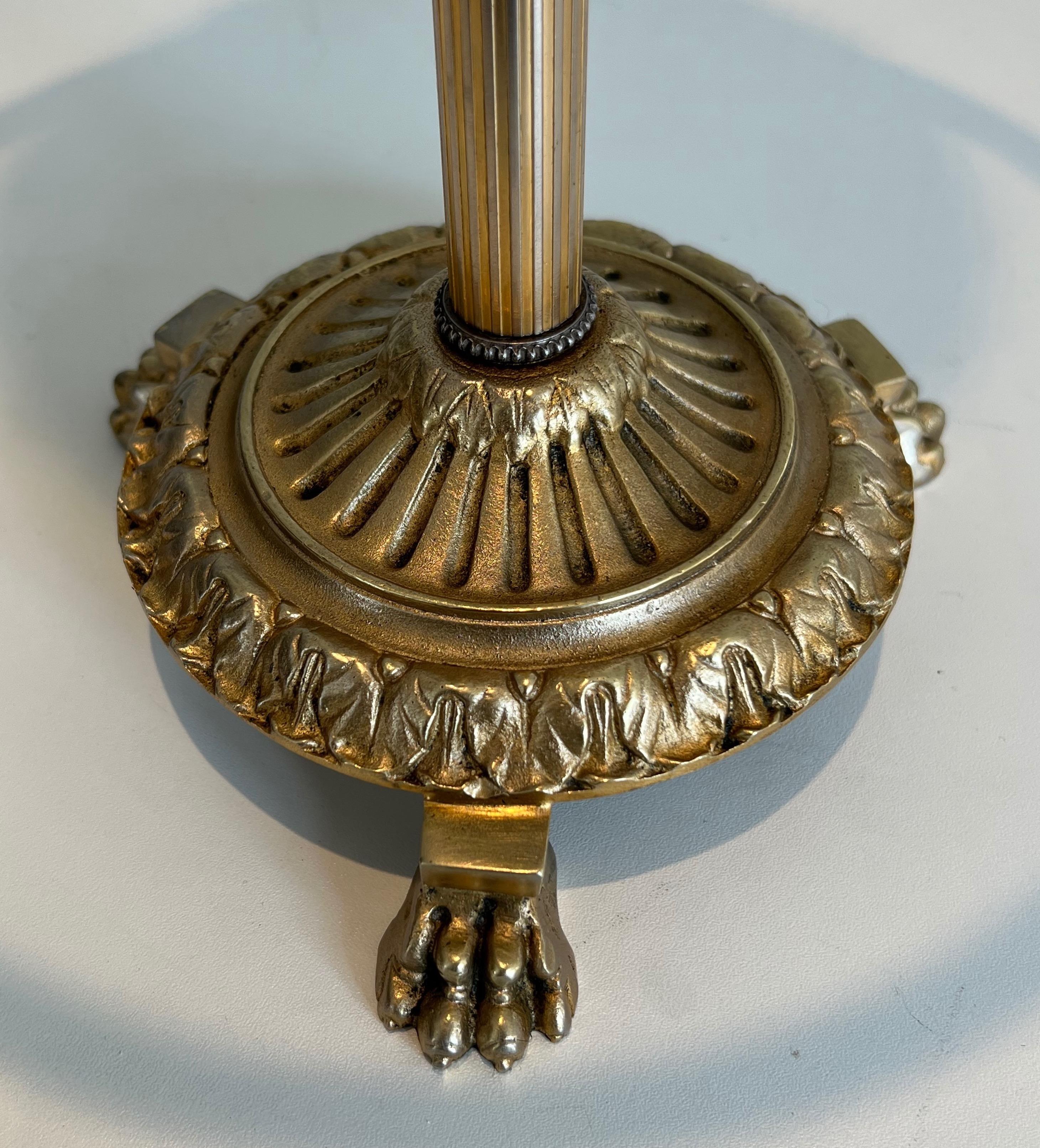 Bronze, Glass and Brass Ashtray on Stand by Maison Baguès For Sale 3