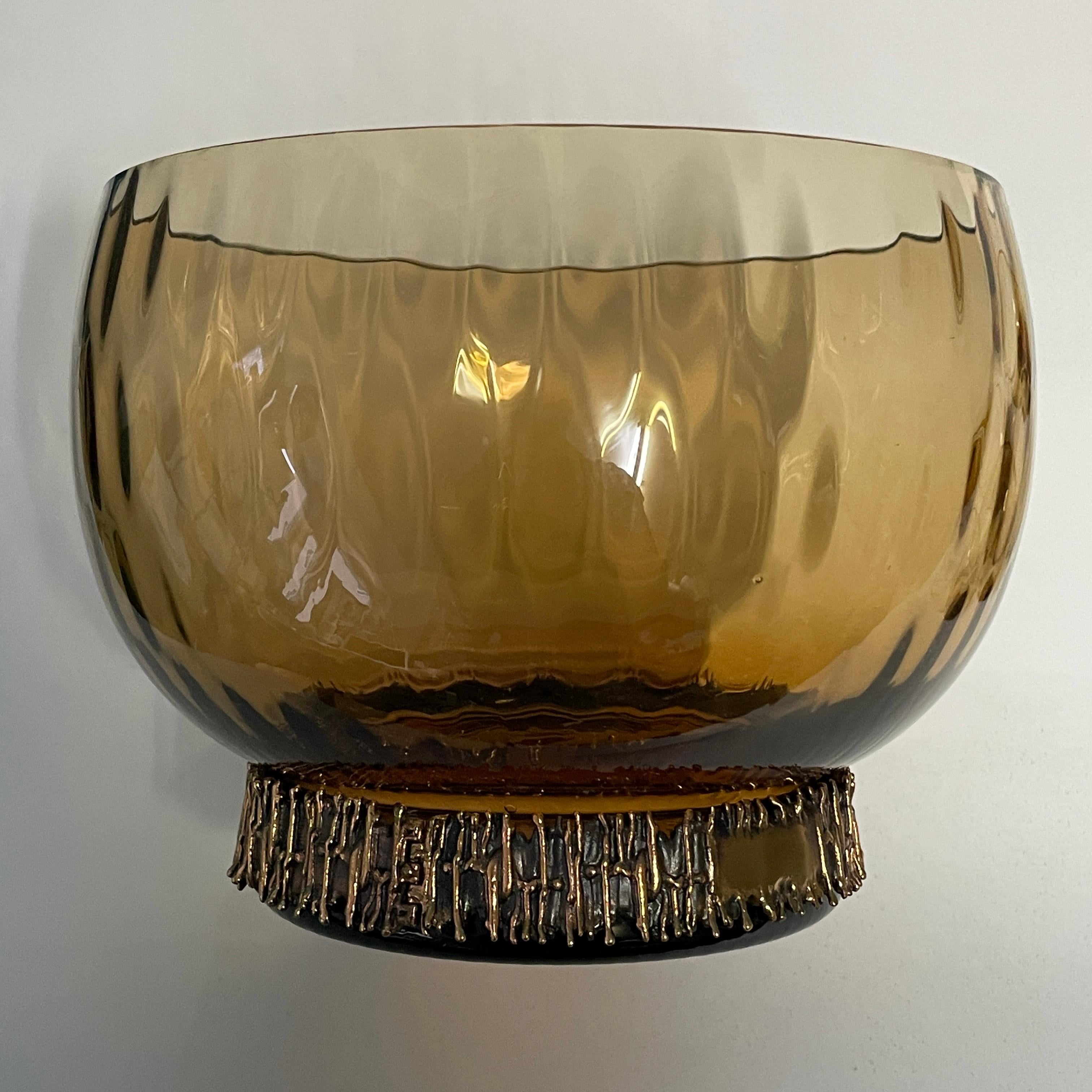 Bronze/Glass Bowl and 4pcs Punch Glasses from 1960s by Pentti Sarpaneva For Sale 5