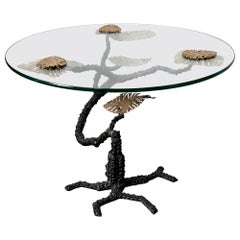 Bronze & Glass Brutalist Bonsai Tree Side Table in the Manner of Silas Seandel