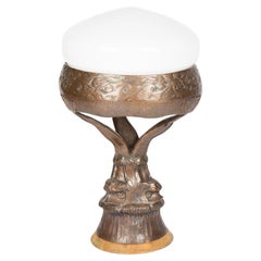 Bronze and Glass Jugenstil Table Lamp