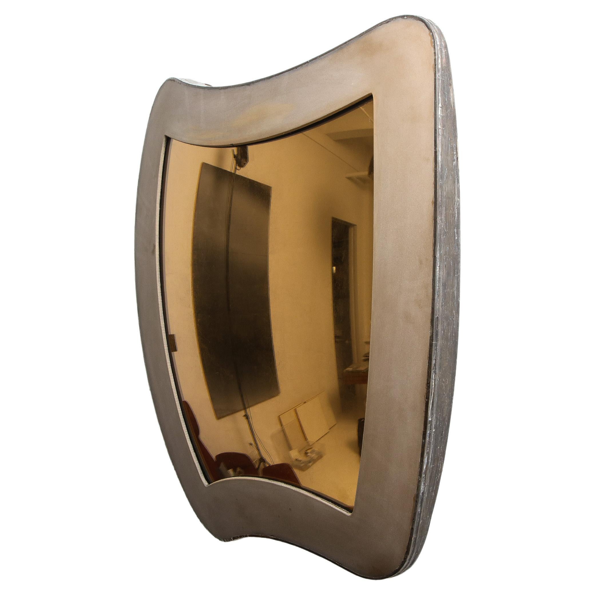 Modern Bronze Glass Shield Mirror by FERRER, USA 2021 For Sale