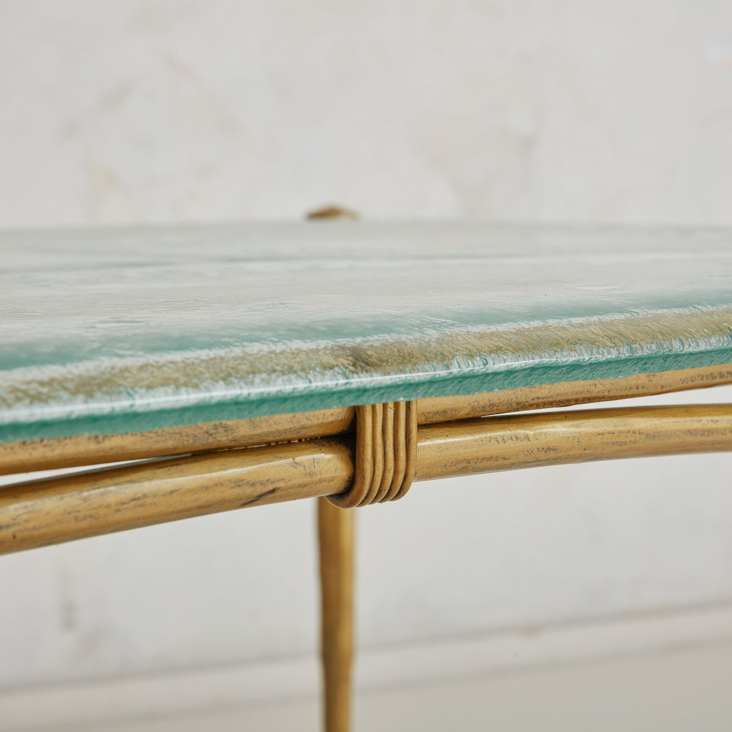 Bronze + Glass Top Rectangular Coffee Table by Lothar Klute, Germany 1970s For Sale 6