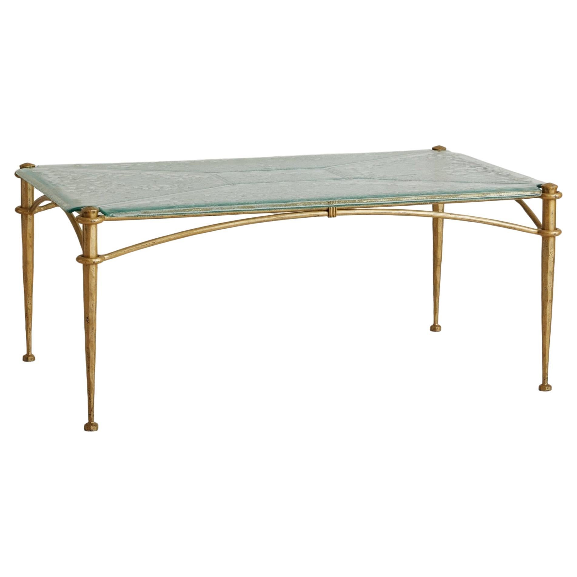 Bronze + Glass Top Rectangular Coffee Table by Lothar Klute, Germany 1970s For Sale