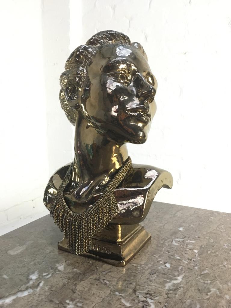 Bronze Glazed Stoneware Bust 'Mathilda' Probably Sweden, circa 1940s For Sale 13