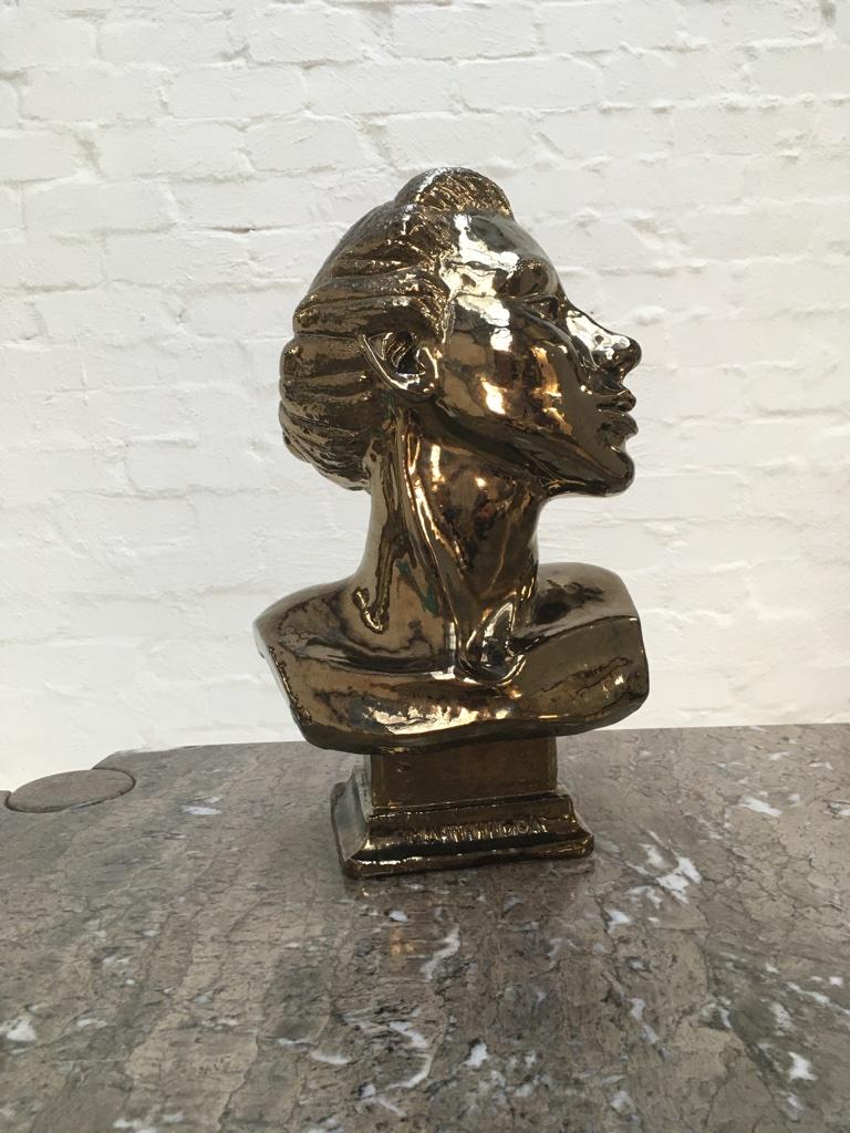 Bronze Glazed Stoneware Bust 'Mathilda' Probably Sweden, circa 1940s In Good Condition For Sale In Melbourne, AU