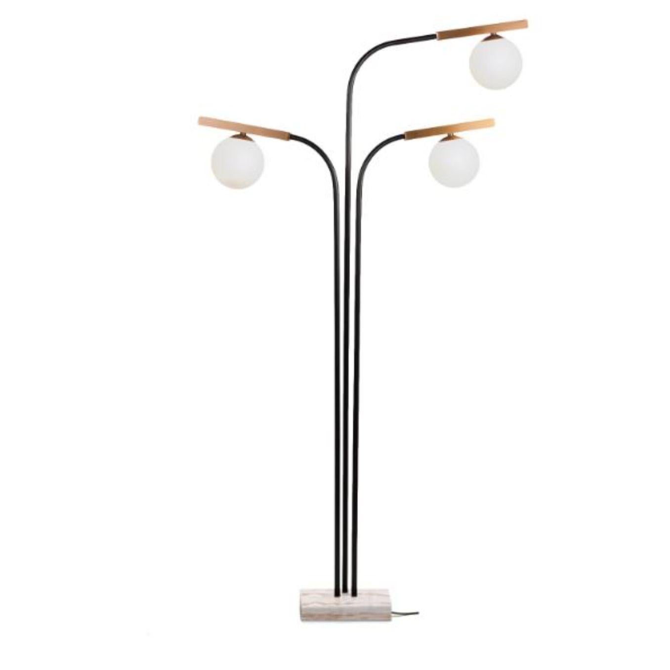 Bronze globe floor lamp with marble base by Dooq
Dimensions: W 96 x D 20 x H 174 cm
Materials: lacquered metal, polished or brushed metal, bronze, marble.
Also available in different colours and materials. 

Information:
230V/50Hz
3 x max. G9
4W
