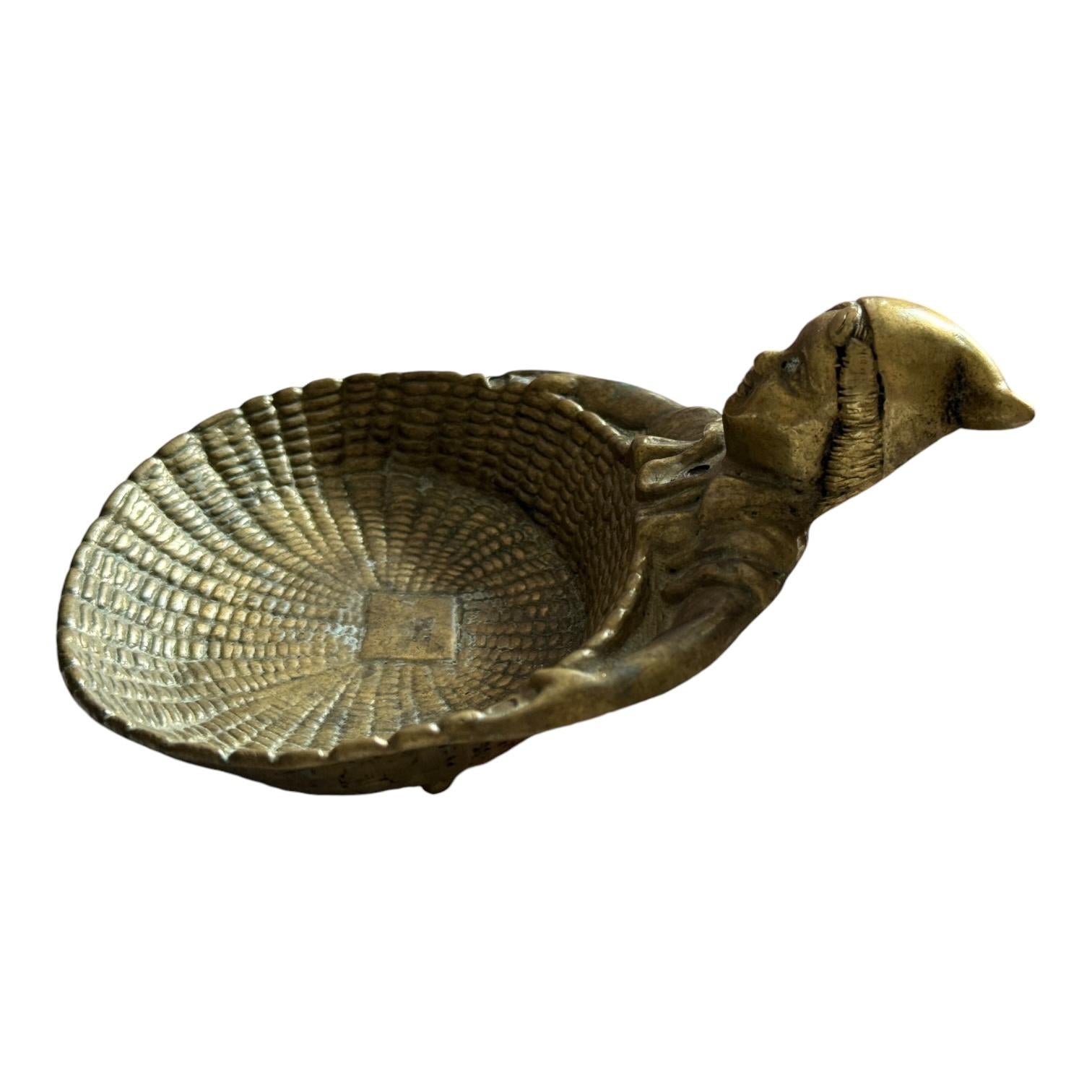 Austrian Bronze Gnome Holding Basket Trinket Dish Tray Desktop Item, Vintage Italy For Sale
