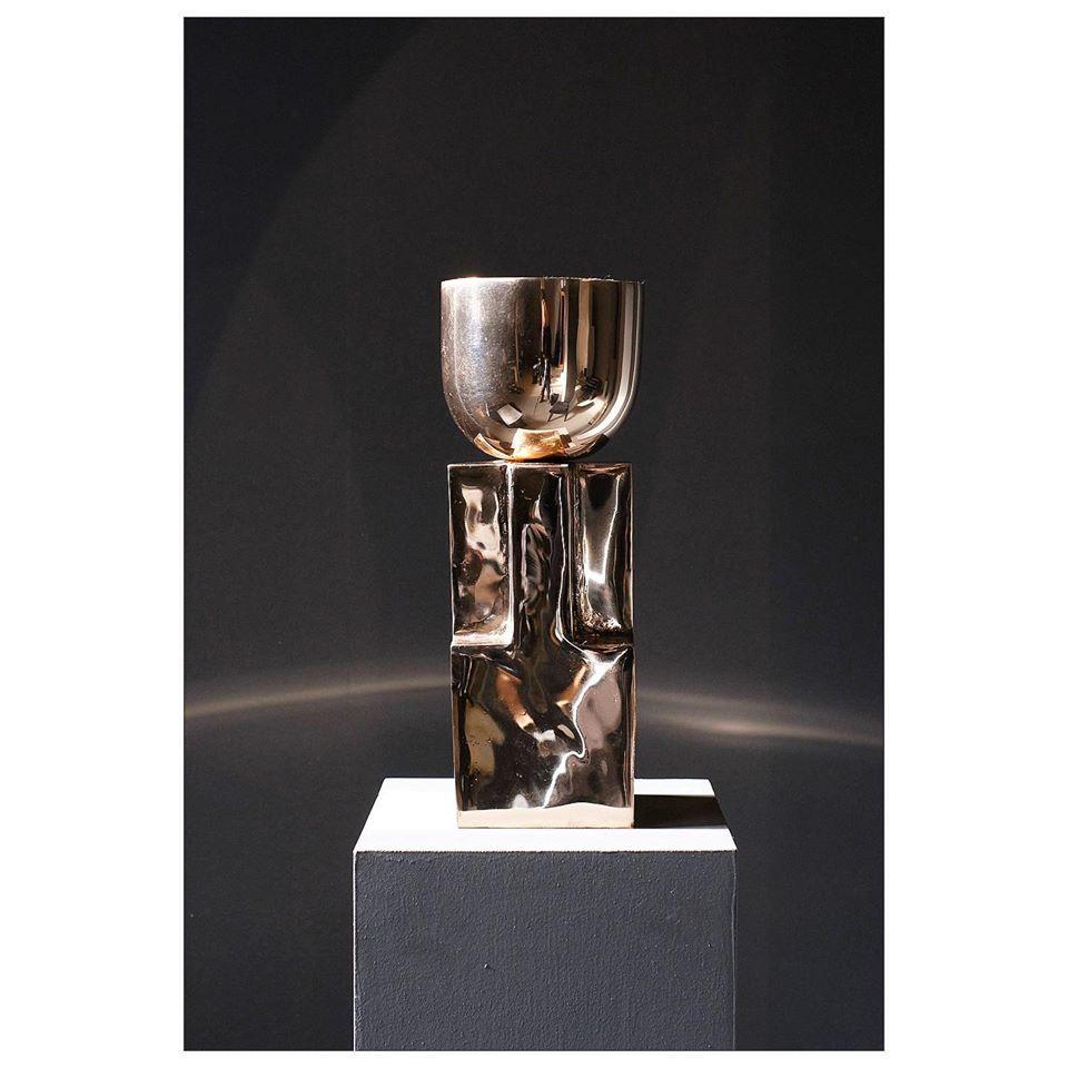 Belgian Bronze Goblet Bowl, Signed Arno Declercq