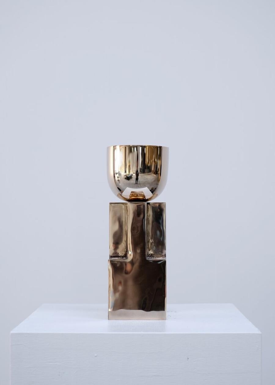 Contemporary Bronze Goblet Bowl, Signed Arno Declercq