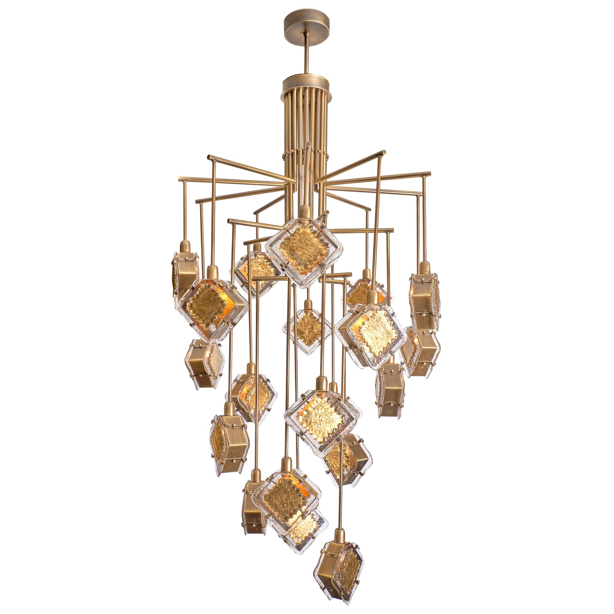 Bronze Gold and Murano Glass Chandelier