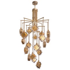Bronze Gold and Murano Glass Chandelier