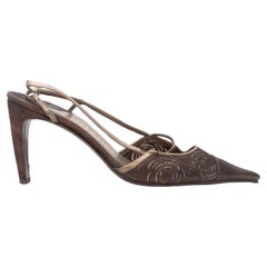 Bronze & Gold Chanel Pointed-Toe Cutout Slingbacks Size 37