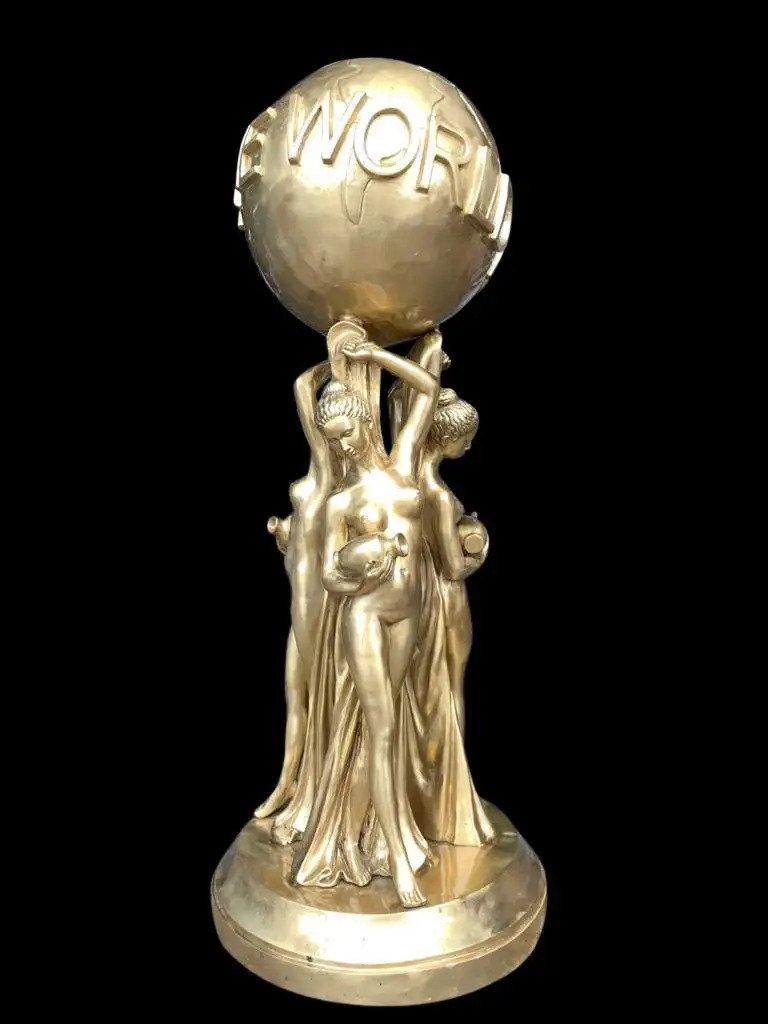 Bronze Gold Gild Statue 'the World Is Yours', 20th Century at 1stDibs