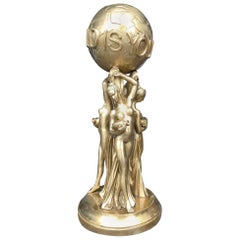 Vintage Bronze Gold Gild Statue 'THE WORLD IS YOURS', 20th Century