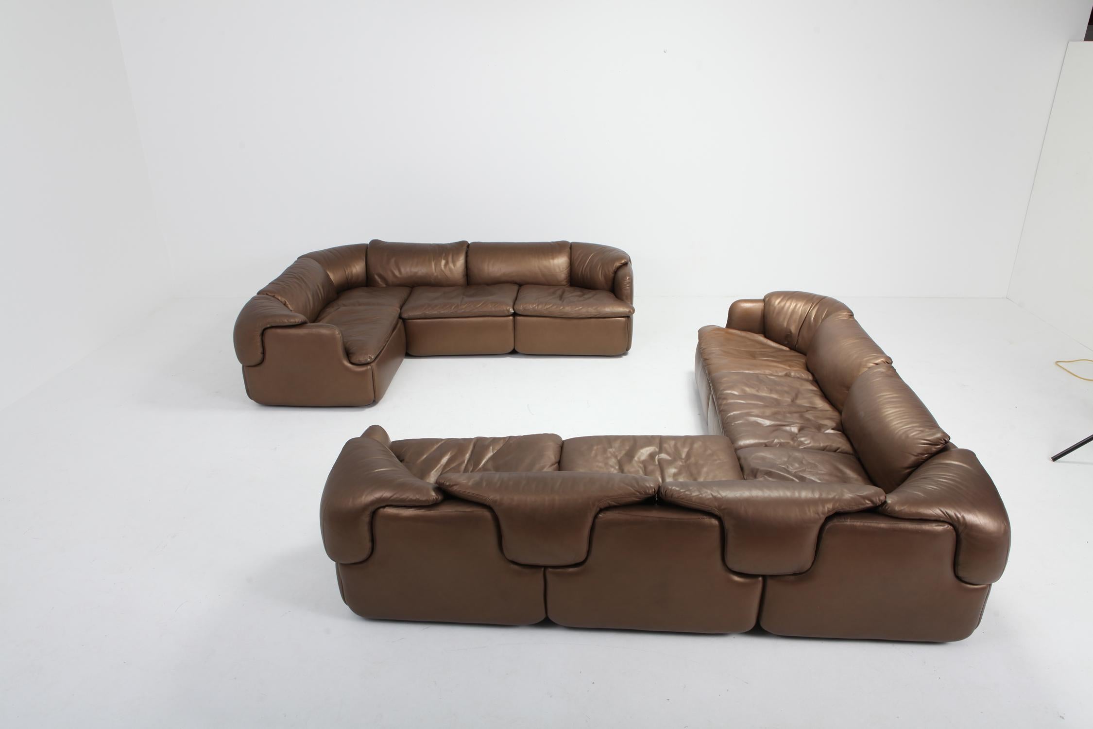 Bronze Golden Leather Saporiti  Sectional Sofa 'Confidential' 5