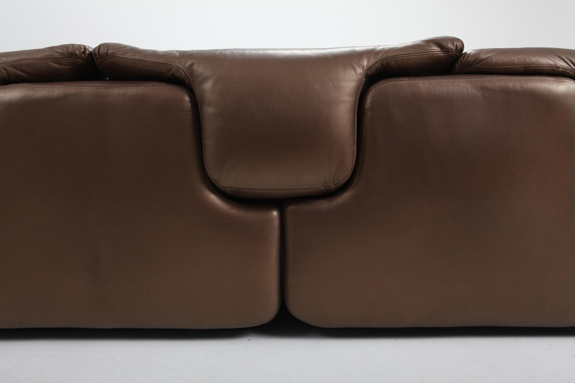 Bronze Golden Leather Saporiti  Sectional Sofa 'Confidential' 6