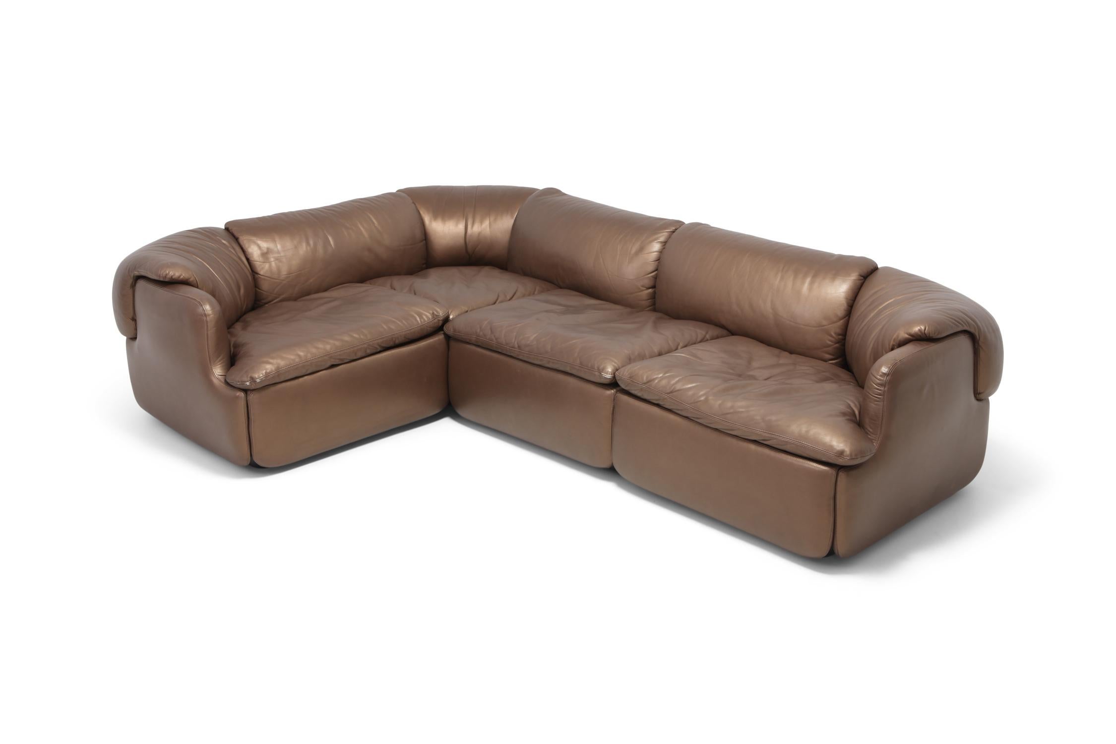 Bronze Golden Leather Saporiti  Sectional Sofa 'Confidential' 8